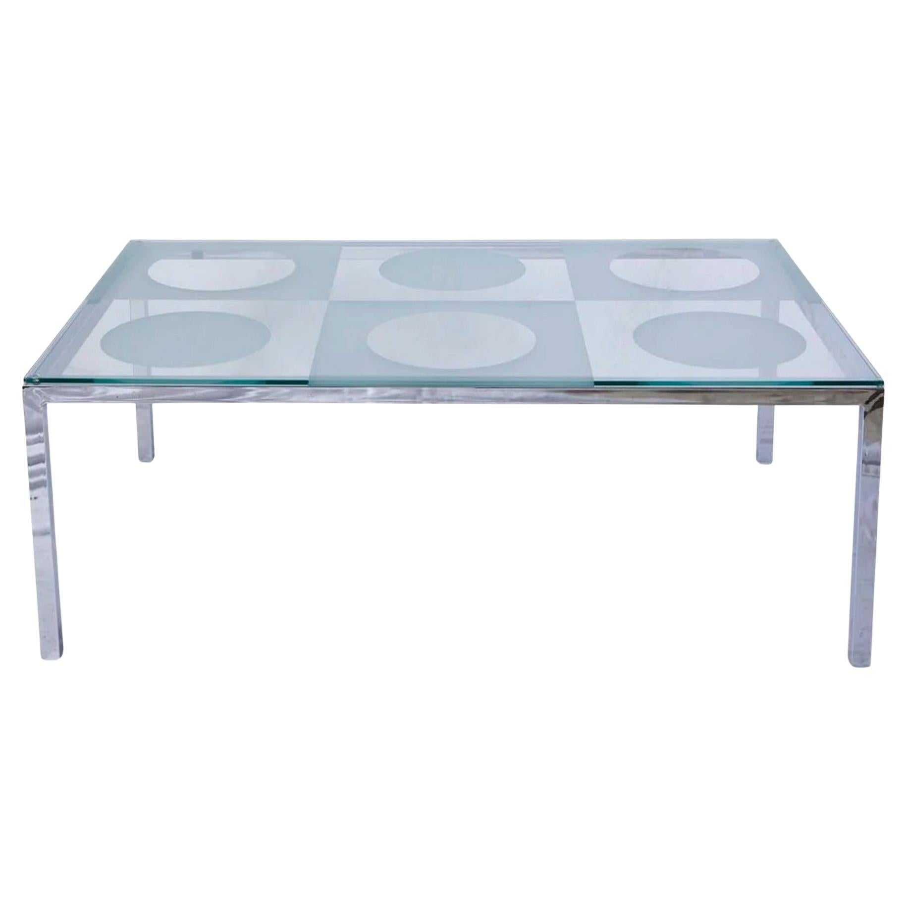Vintage French Modernist Glass Coffee Table For Sale