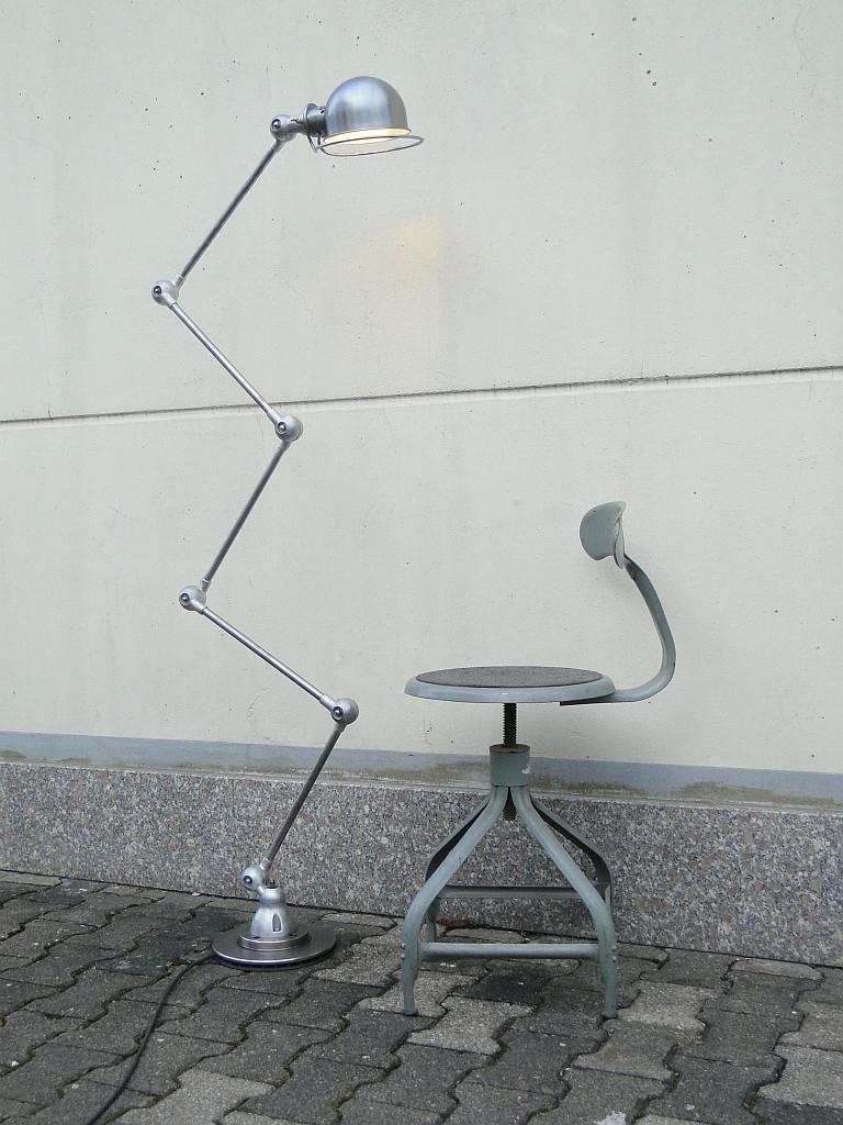 Jean Louis Domecq JIelde Vintage French Industrial 5 Arms Brushed floor Lamp 4