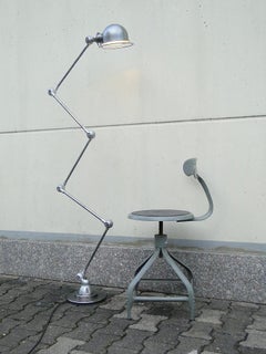 Jean Louis Domecq JIelde Vintage French Industrial 5 Arms Brushed floor  Lamp For Sale at 1stDibs
