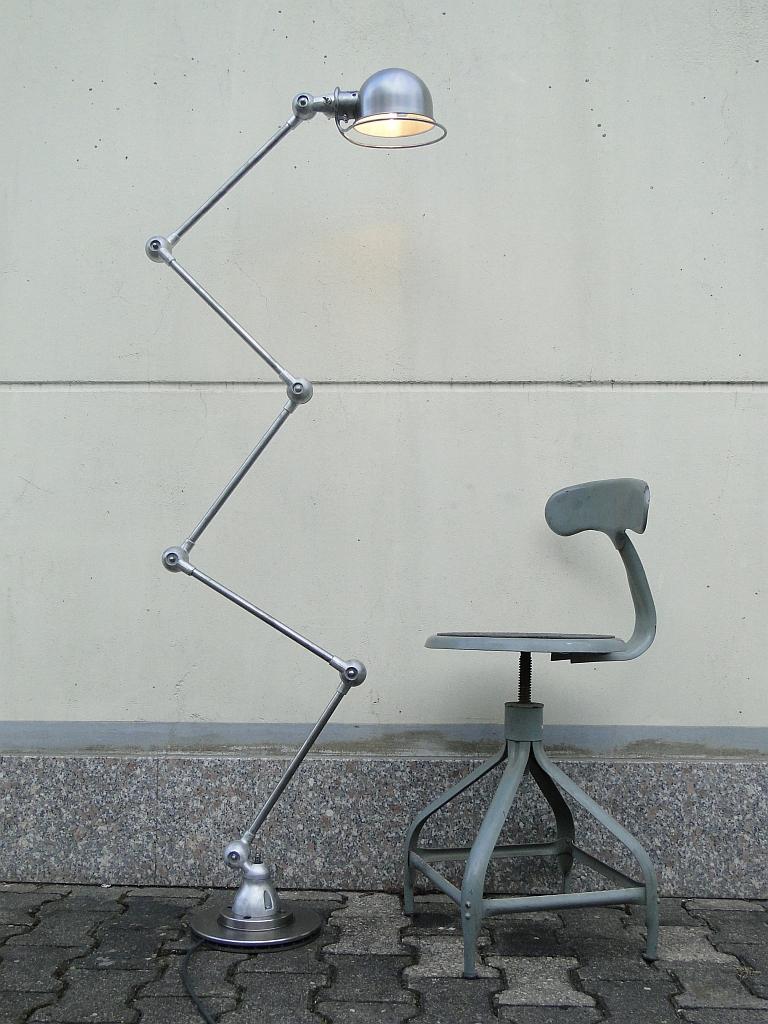 Jean Louis Domecq JIelde Vintage French Industrial 5 Arms Brushed floor Lamp In Good Condition In Lège Cap Ferret, FR