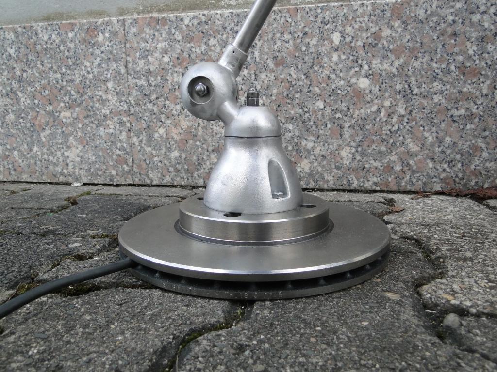 Metal Jean Louis Domecq JIelde Vintage French Industrial 5 Arms Brushed floor Lamp