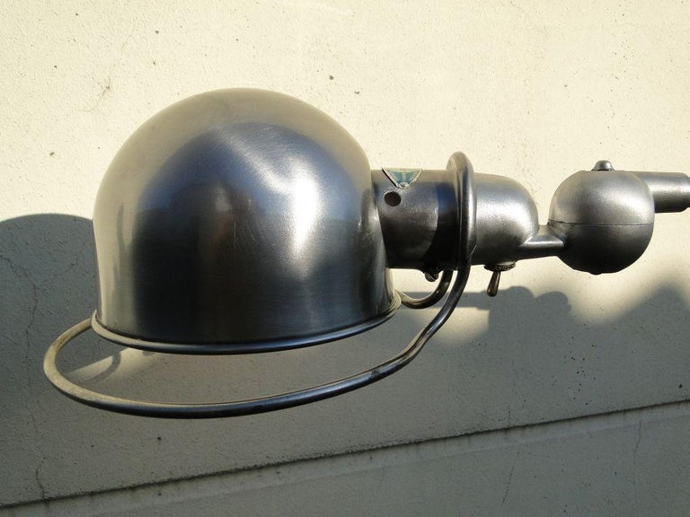 Metal Vintage French Modernist Industrial Jielde 6 Arms Double Brushed Reading Lamp For Sale