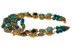 Vintage French Mogul SATELLITE Glass Beads Cabochon Multi Layer Necklace