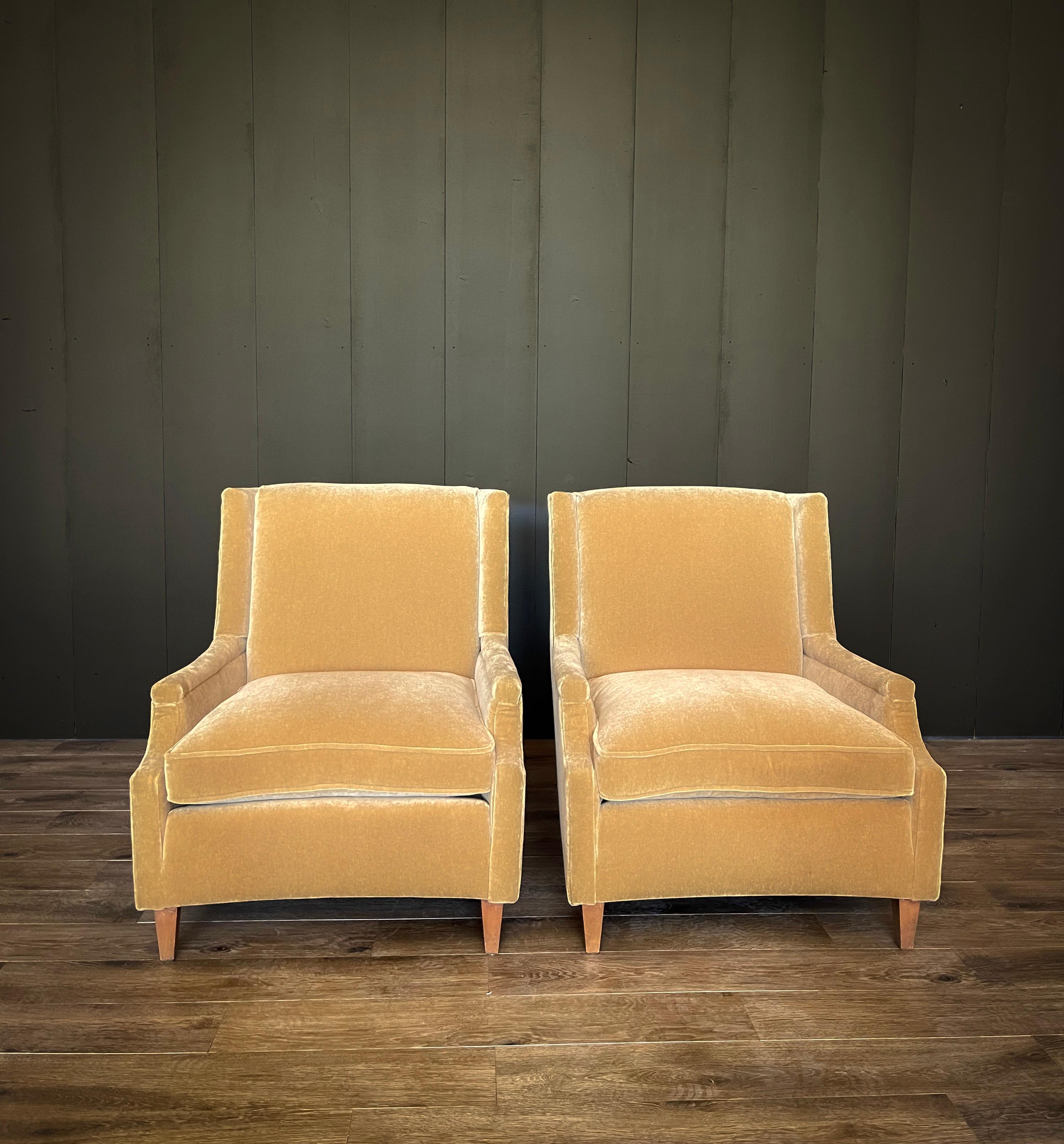 Mid-Century Modern Vintage French Mohair Lounge Chairs, Art Deco, Early Mid Century, Pair For Sale