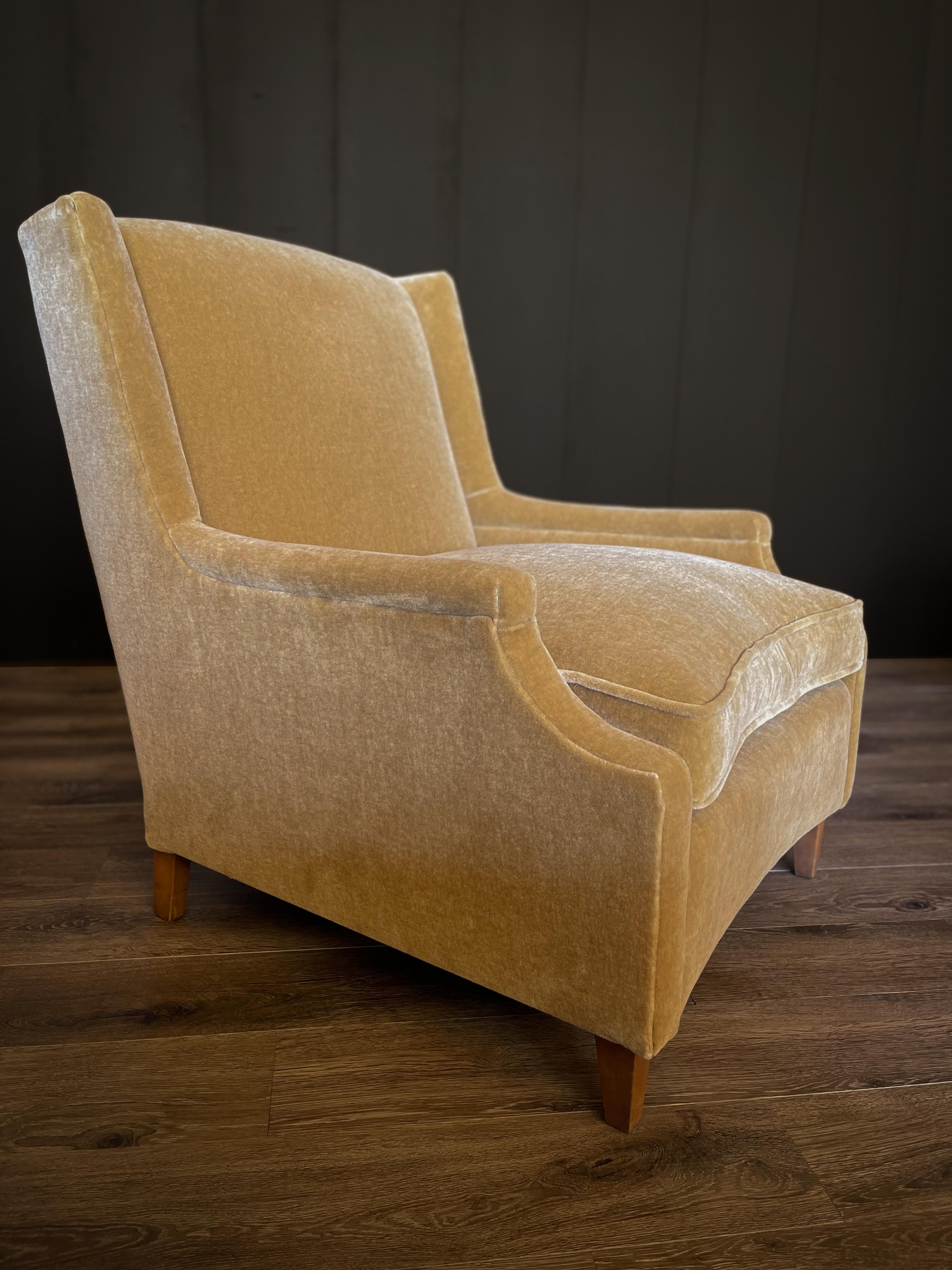 Vintage French Mohair Lounge Chairs, Art Deco, Early Mid Century, Pair For Sale 1