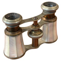 Vintage French Mother-of-Pearl and Brass Opera Glasses by Chevalier of Paris