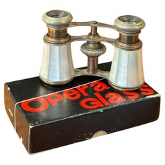 Vintage French Mother-of-Pearl and Brass Opera Glasses by Chevalier of Paris