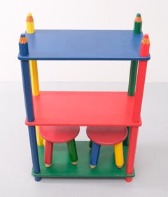 Vintage French Multicolored Bookcase by Pierre Sala, 1980