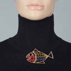 Vintage French Multicolour Fish Resin Brooch