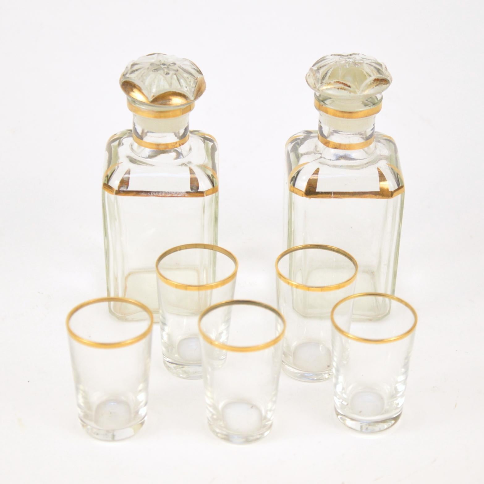 Libro musicale francese d'epoca Cave À Liqueur in pelle con bicchieri da cocktail e caraffa 1