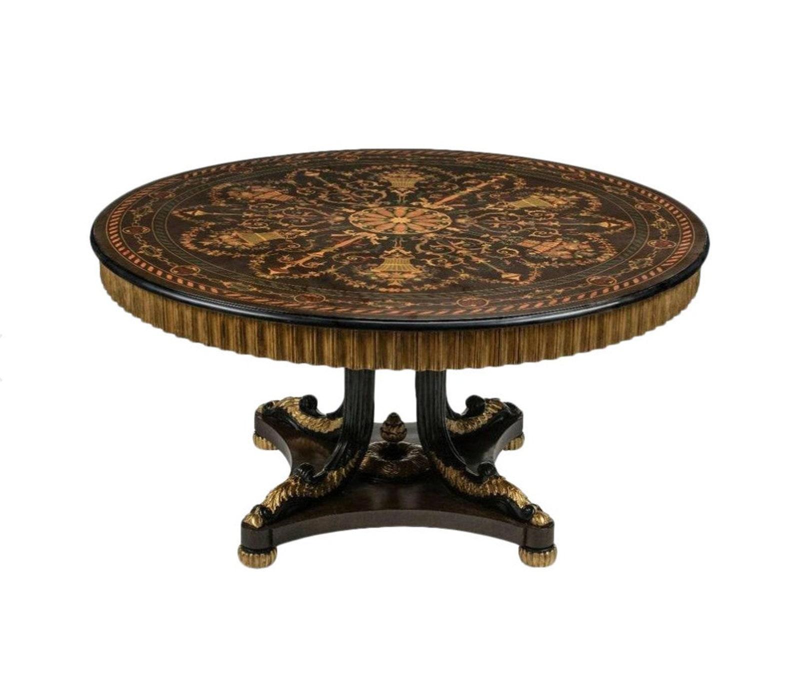 Vintage French Napoleon III Second Empire Style Marquetry Dining Table 1