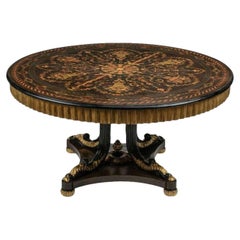 Vintage French Napoleon III Second Empire Style Marquetry Dining Table