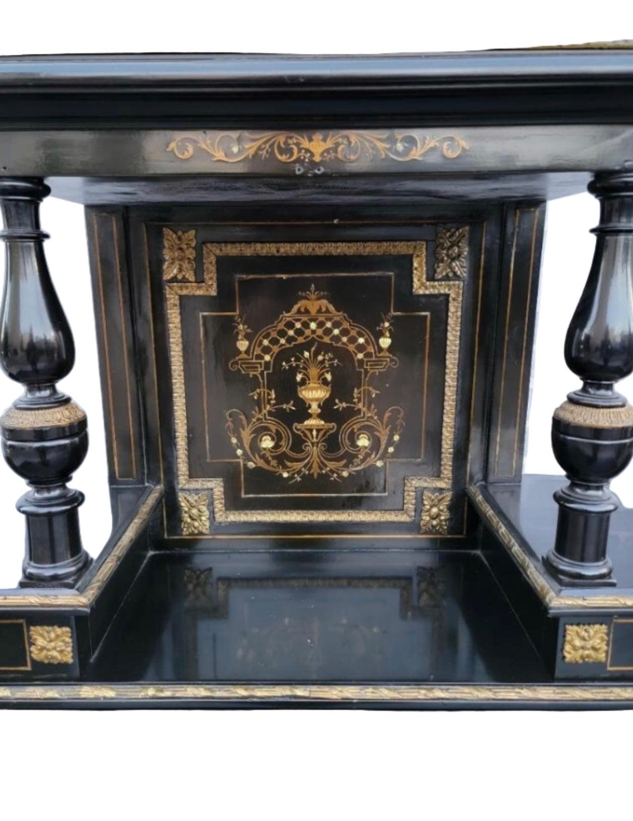 Vintage French Napoleon III Style Ebonized Lacquered Bonheur Du Jour Desk For Sale 2