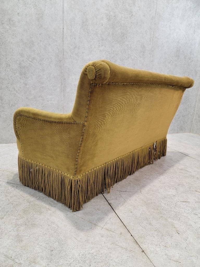 Mid-20th Century Vintage French Napoleon III Style Scroll Back Sofa For Sale