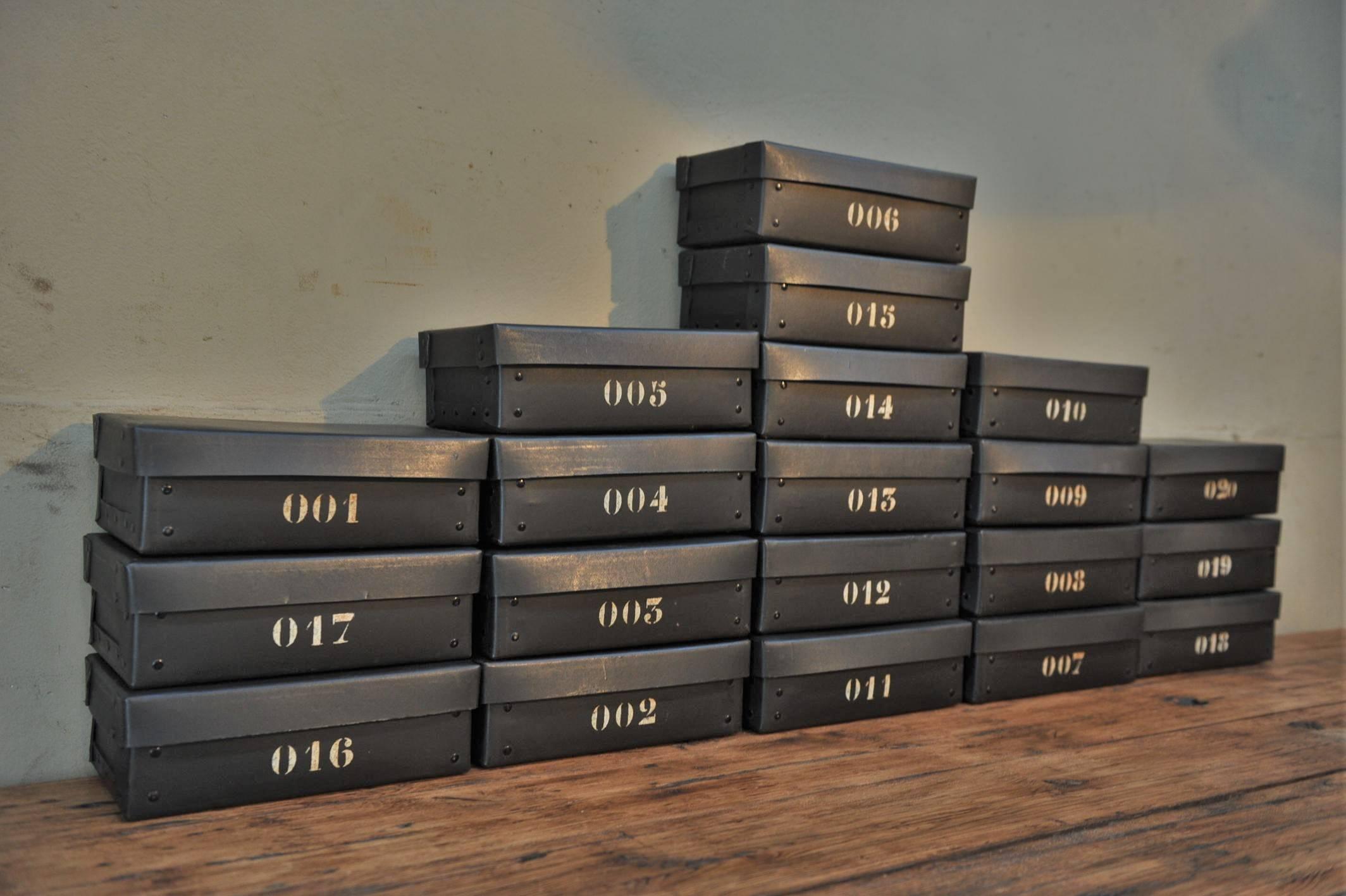 Mid-20th Century Vintage French National Bank Black Gold Bar Boxes, circa 1940 For Sale