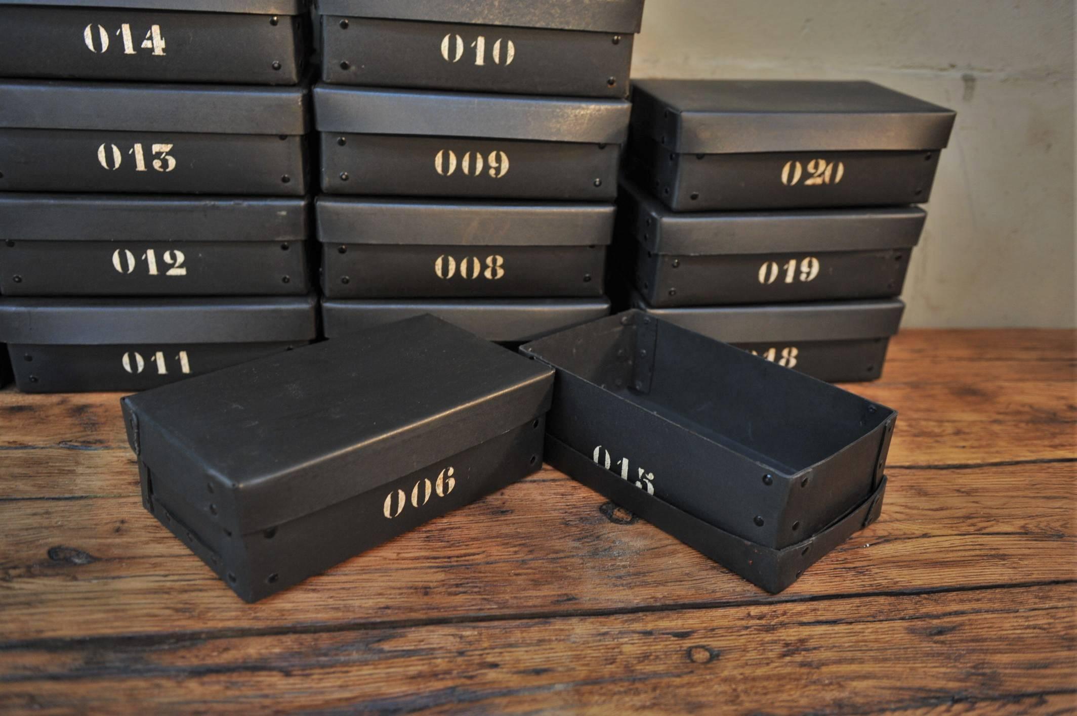 Faux Leather Vintage French National Bank Black Gold Bar Boxes, circa 1940 For Sale