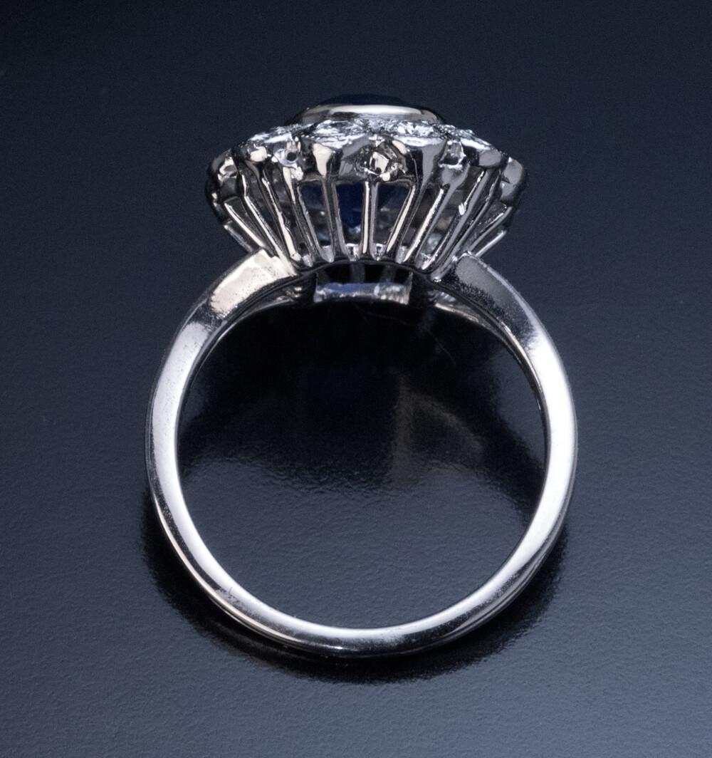 Vintage French Natural Ceylon Sapphire Diamond Gold Platinum Engagement Ring 3