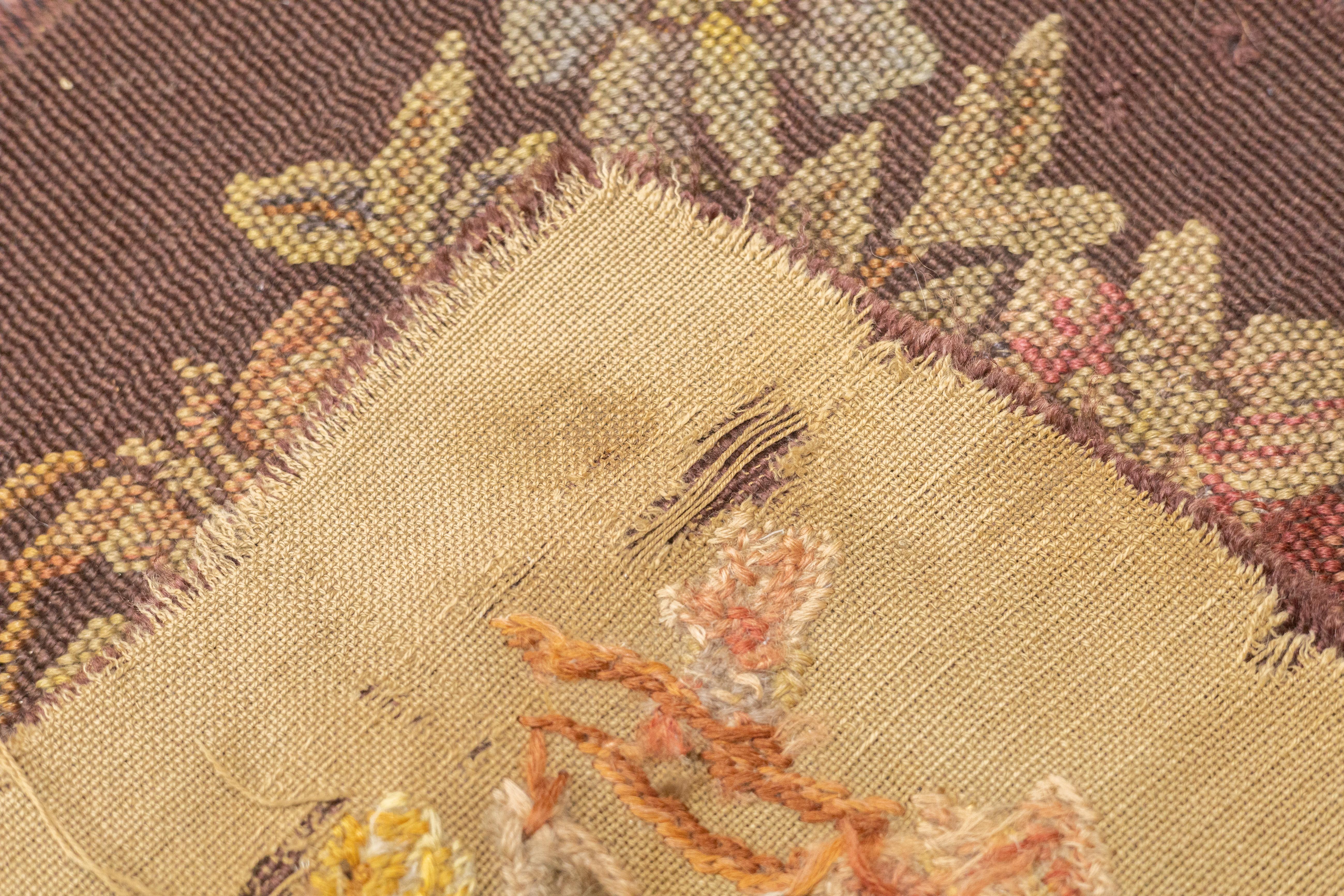 Vintage French Needle Point Rug 1'1'' x 1'2'' For Sale 5