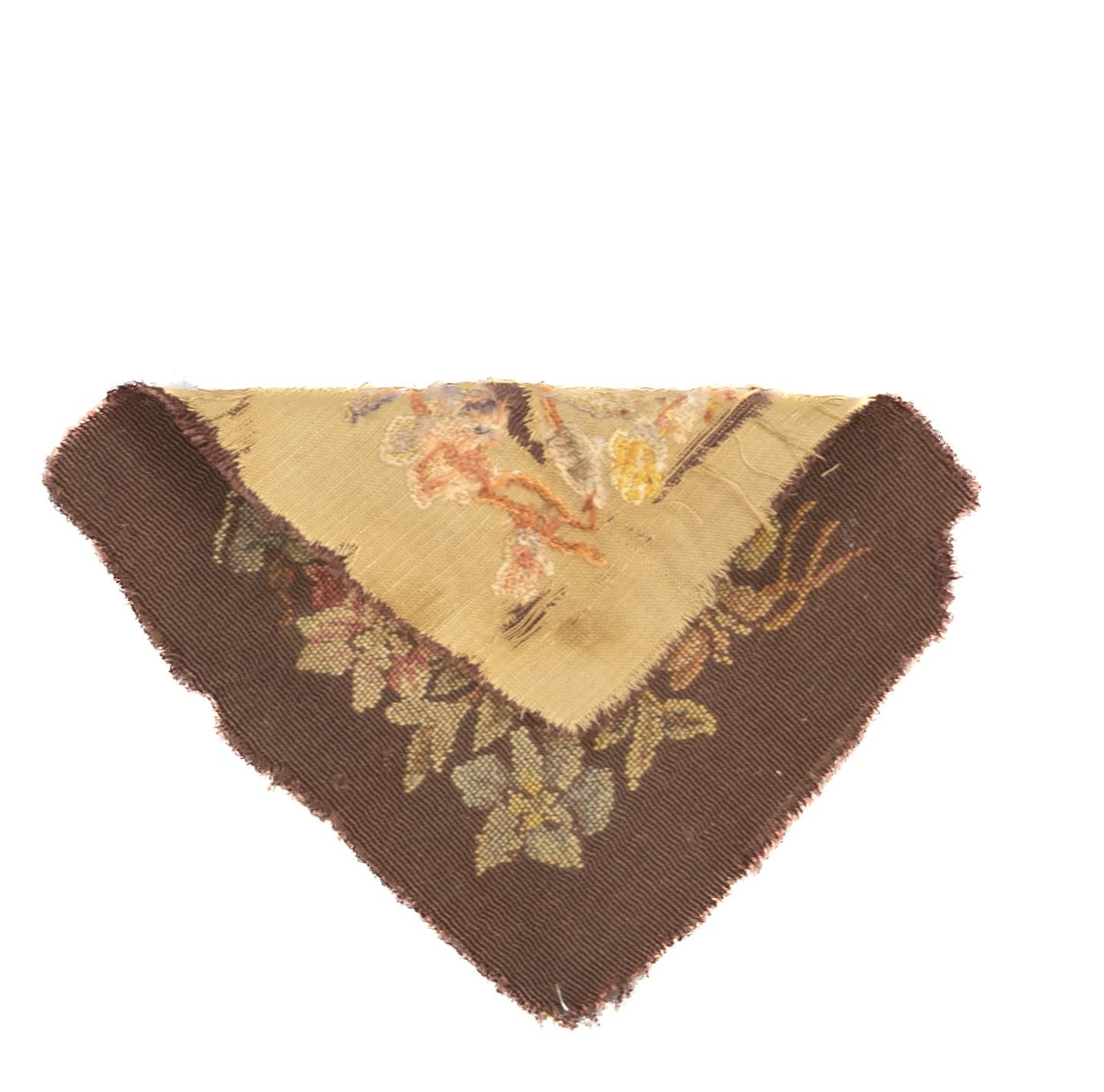 Vintage French Needle Point Rug 1'1'' x 1'2''. Usually English or French, often with repeating allover designs executed with wool cross-stitches. Larger carpets are workshop productions, smaller pieces have a single artisan author. Flat weave