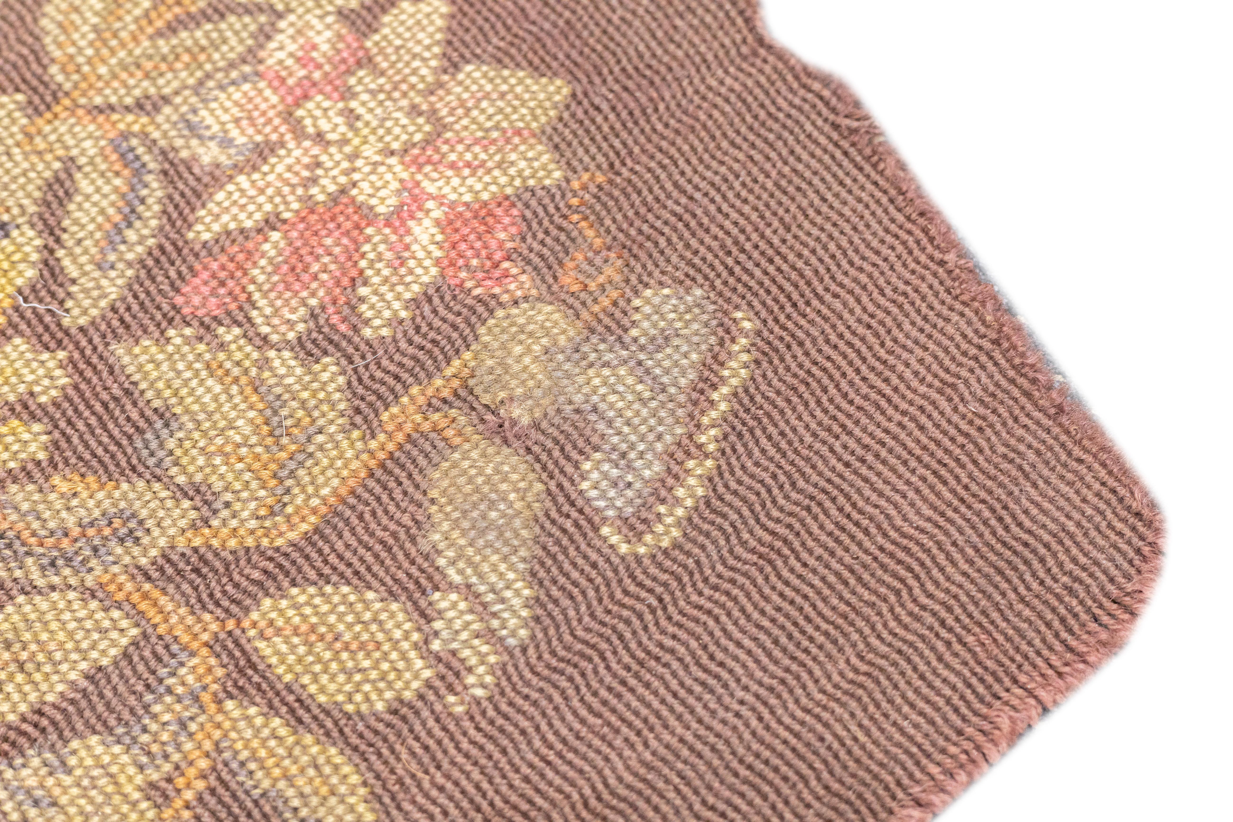 Wool Vintage French Needle Point Rug 1'1'' x 1'2'' For Sale