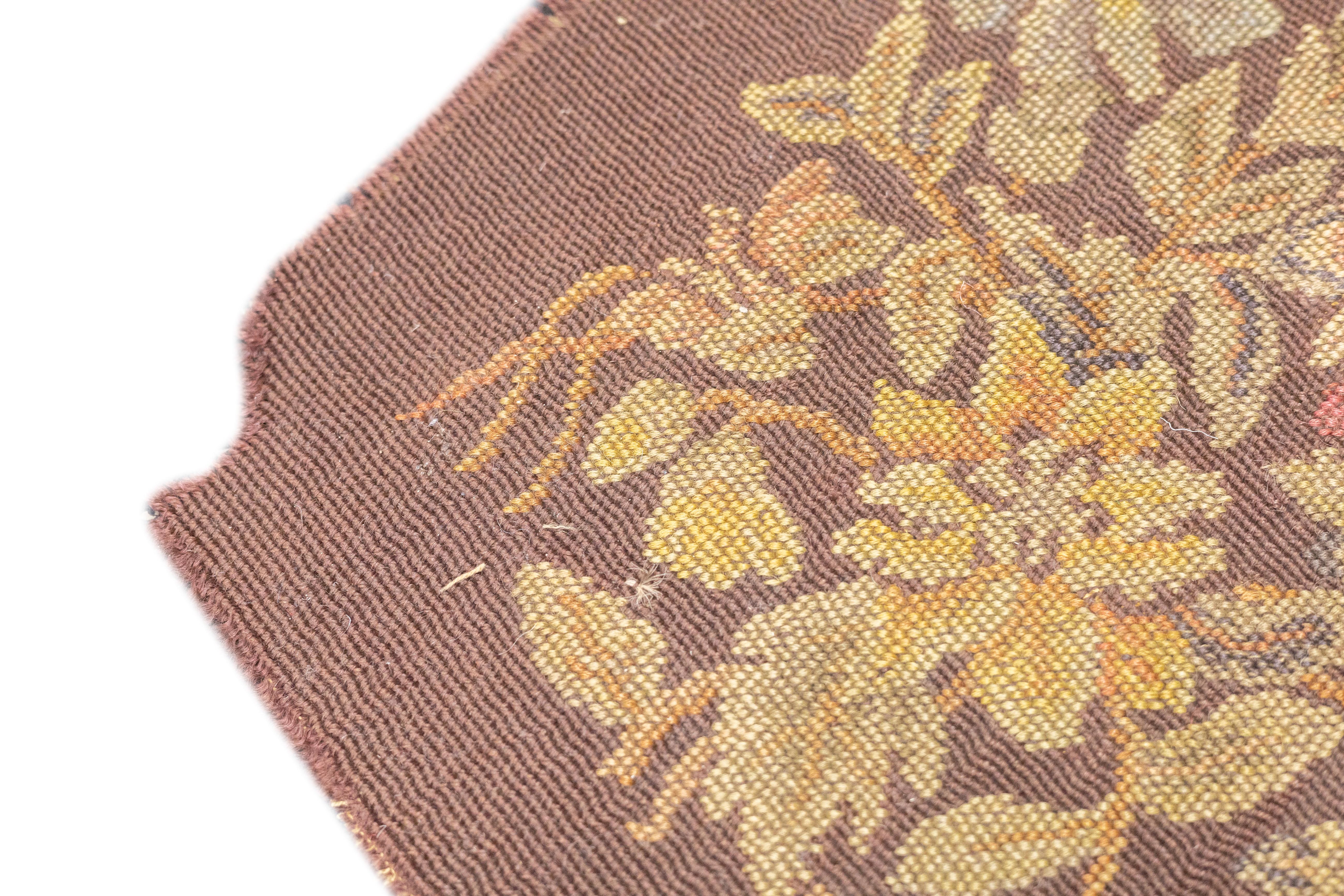Vintage French Needle Point Rug 1'1'' x 1'2'' For Sale 1