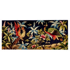 Vintage French Needlepoint Tapestry Bird of Paradise
