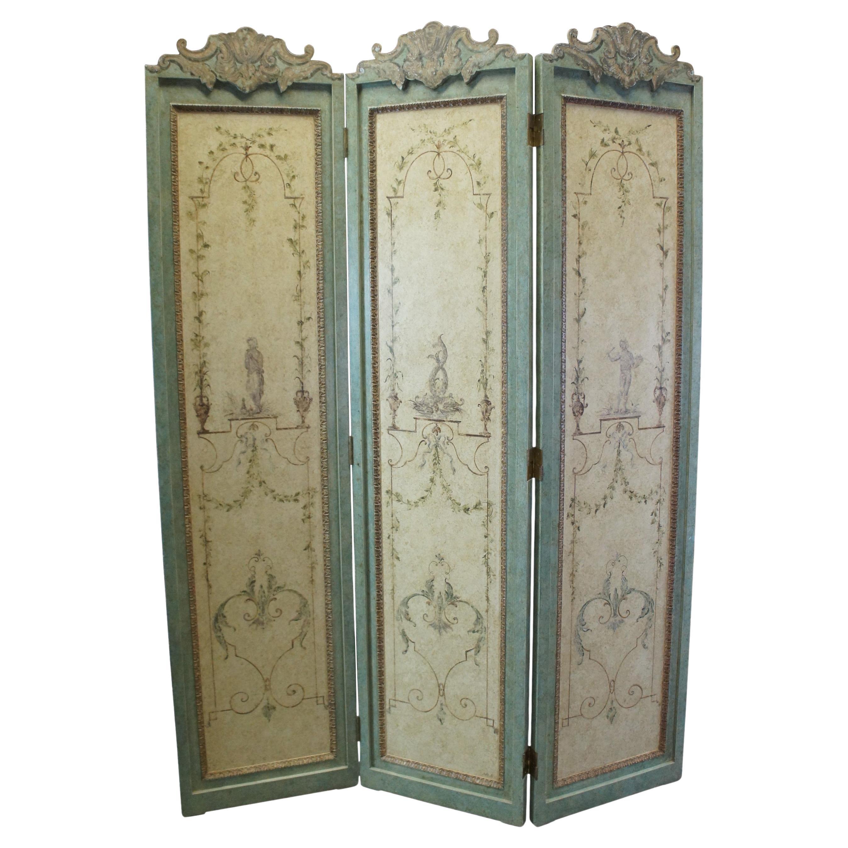 French 1800s Divider in 3 Panels 1 Side Gold, 1 Side Silk and Velvet