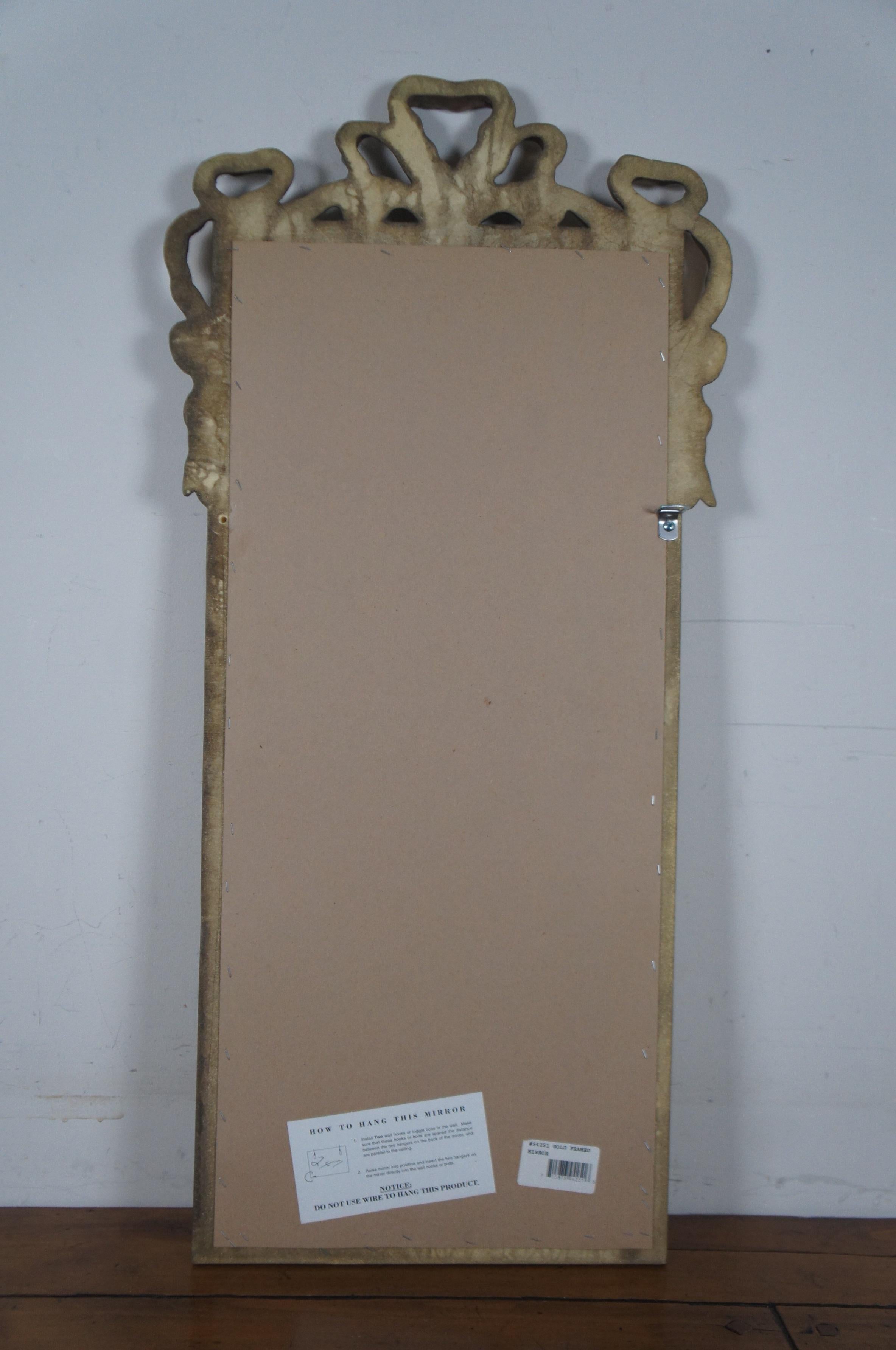 Vintage French Neoclassical Beveled Gold Gilt Ribbon Wall Hall Vanity Mirror In Good Condition In Dayton, OH