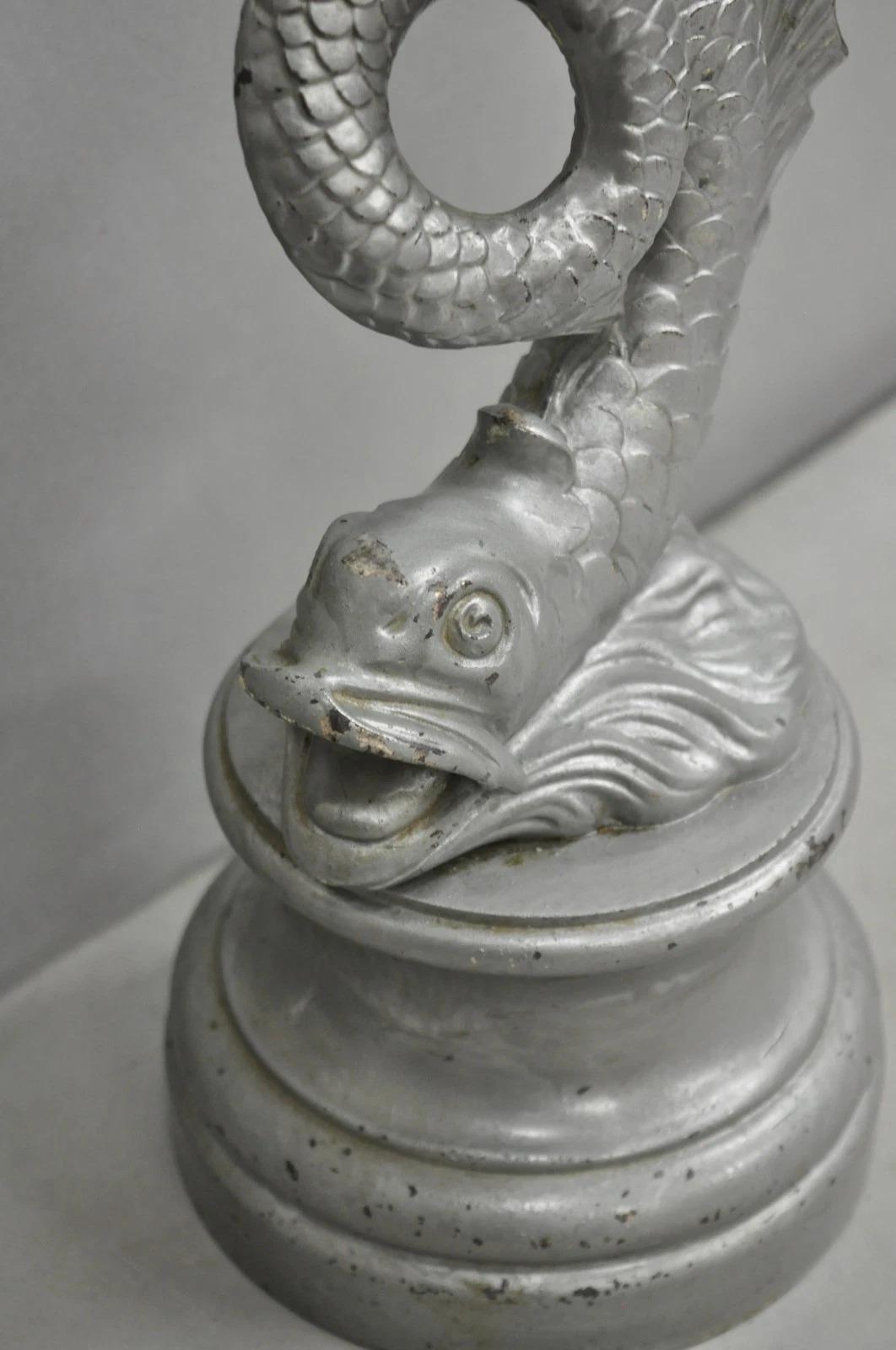 Vintage French Neoclassical Style Figural Gilt Metal Serpent Dolphin Table Lamp For Sale 1