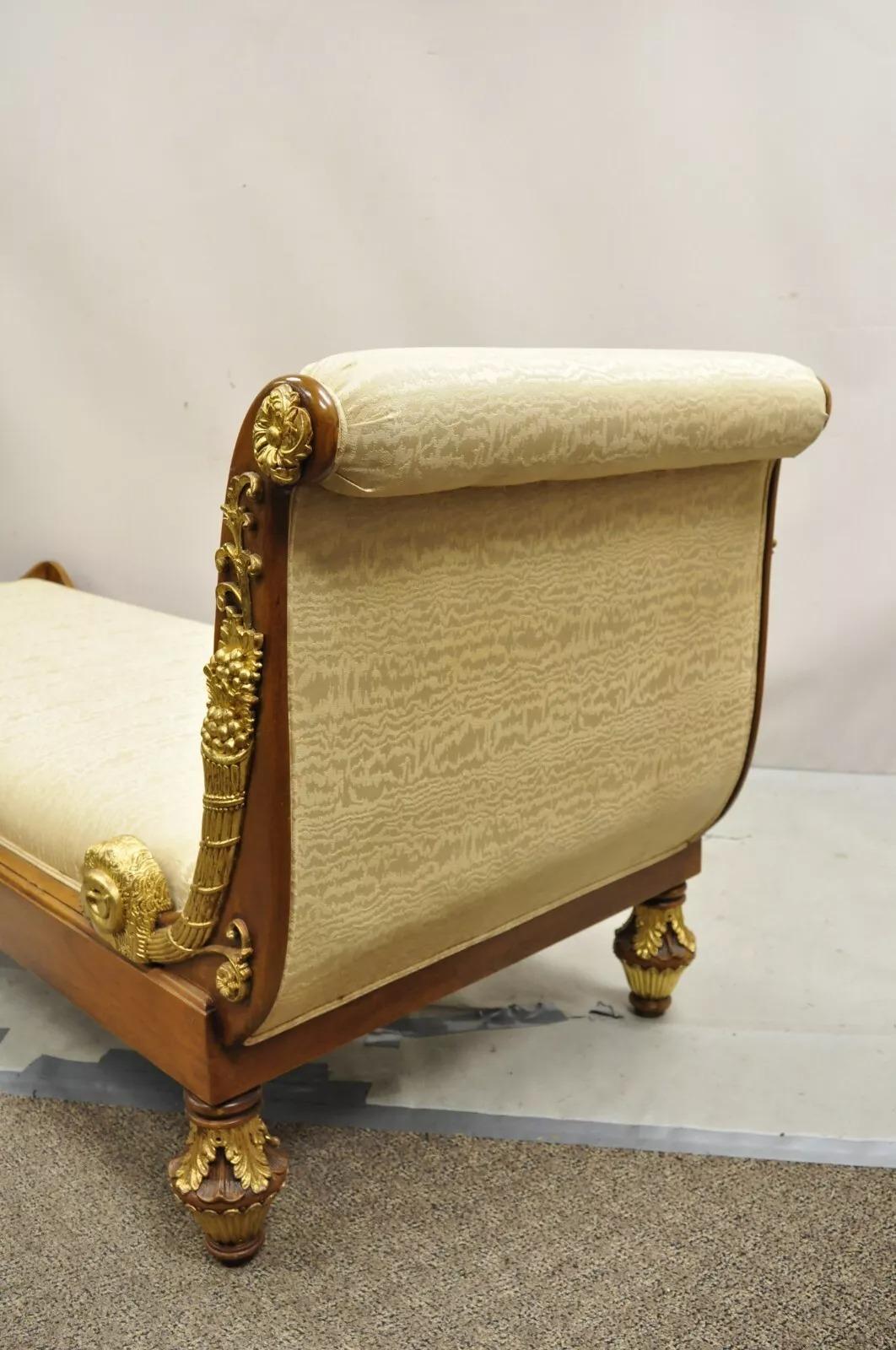 Vintage French Neoclassical Style Swan & Rams Recamier Daybed Chaise Lounge Sofa For Sale 8