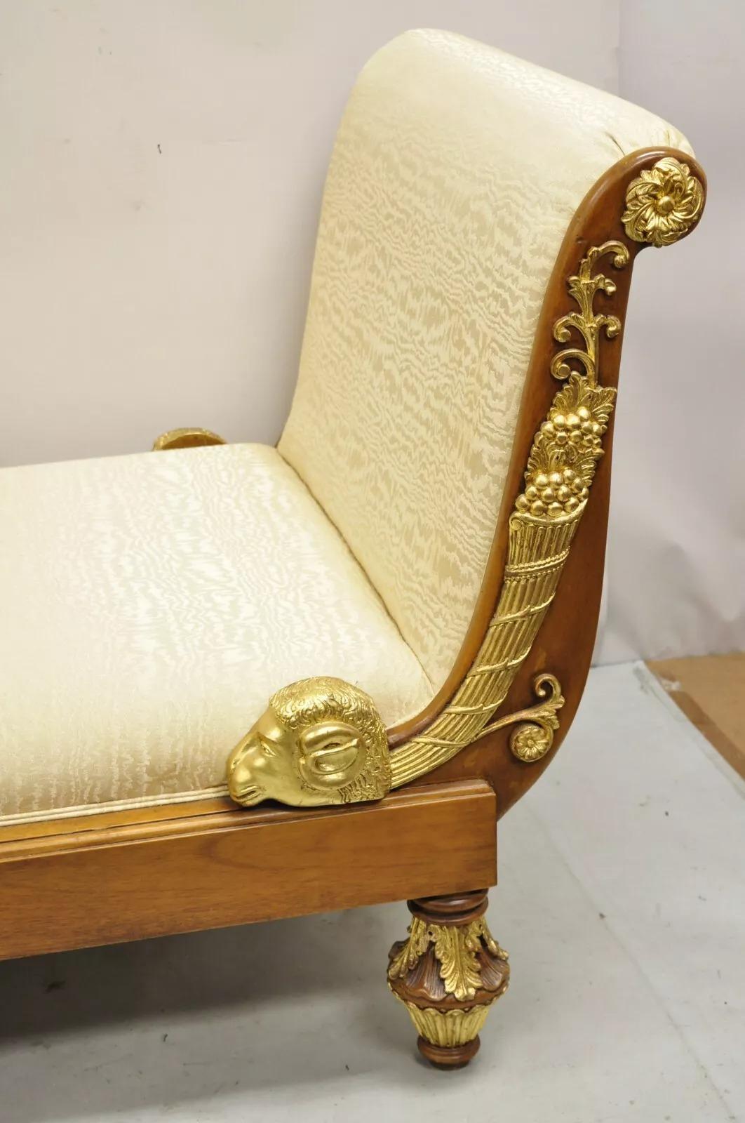20th Century Vintage French Neoclassical Style Swan & Rams Recamier Daybed Chaise Lounge Sofa For Sale