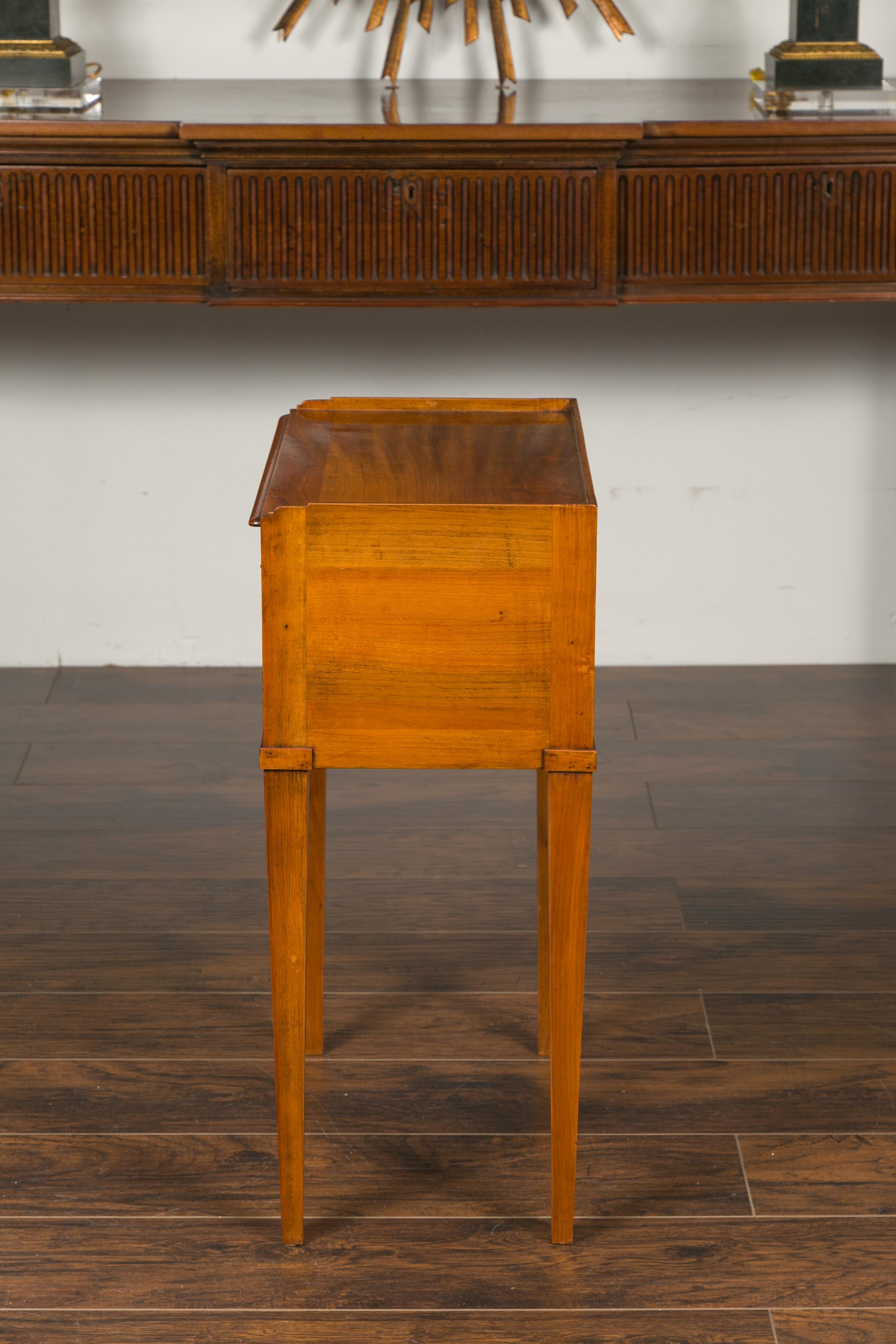 Vintage French Neoclassical Style Walnut Side Table with Carved Pyramidal Motifs 7