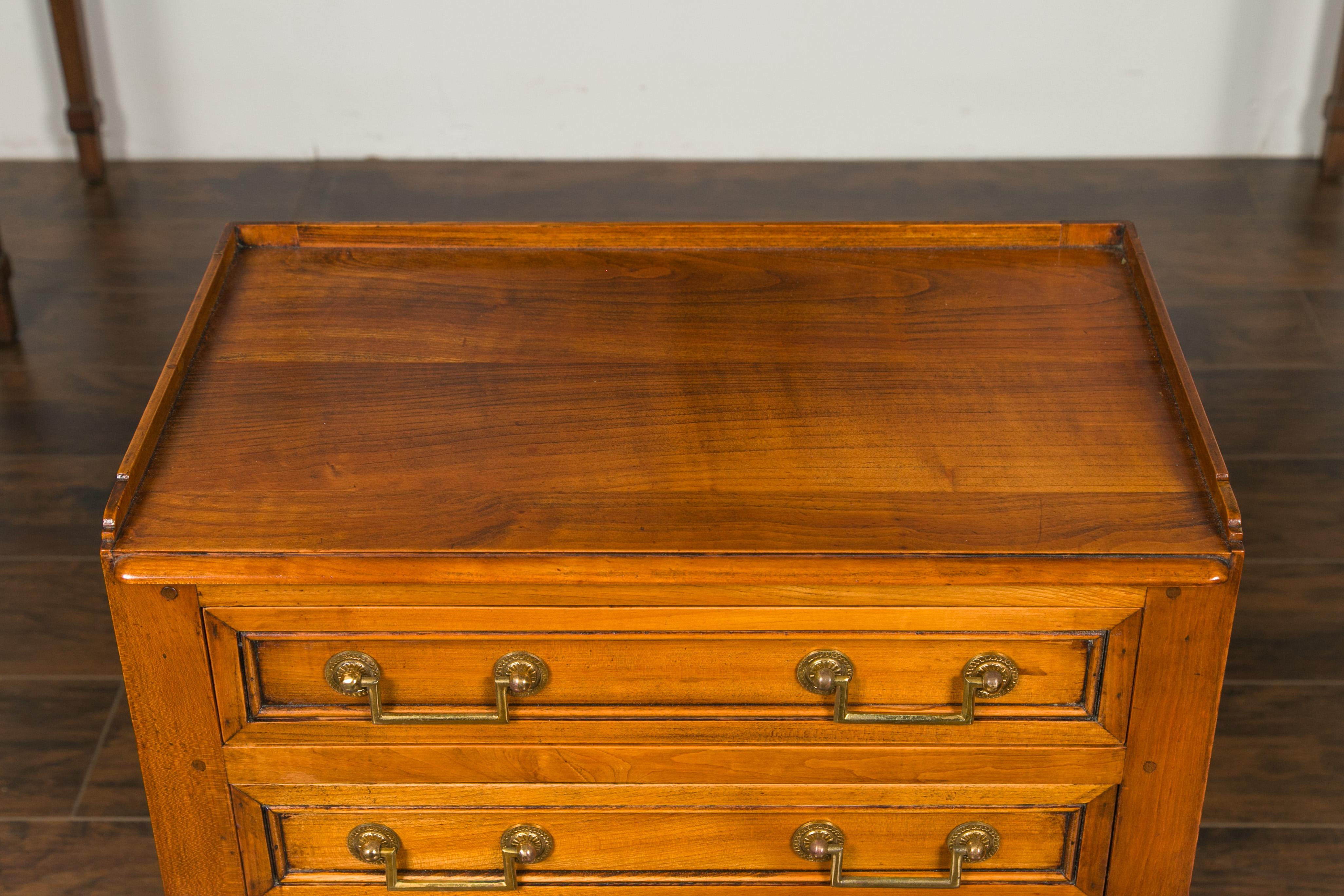 Vintage French Neoclassical Style Walnut Side Table with Carved Pyramidal Motifs 1