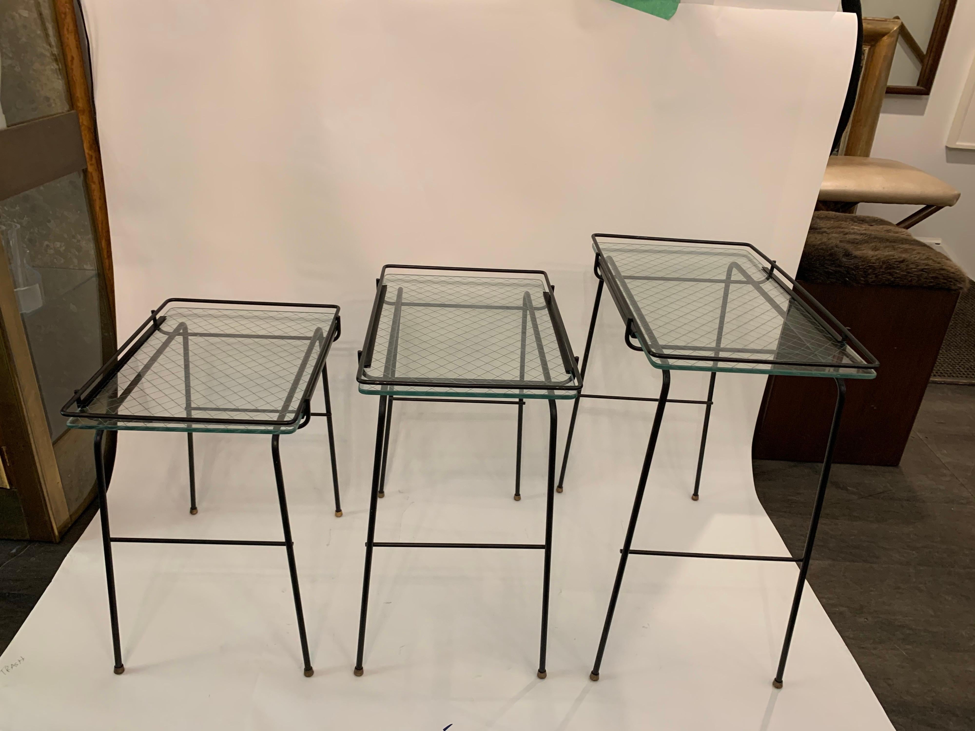 Mid-Century Modern Vintage French Nesting Tables in the Manner of Mathieu Matégot