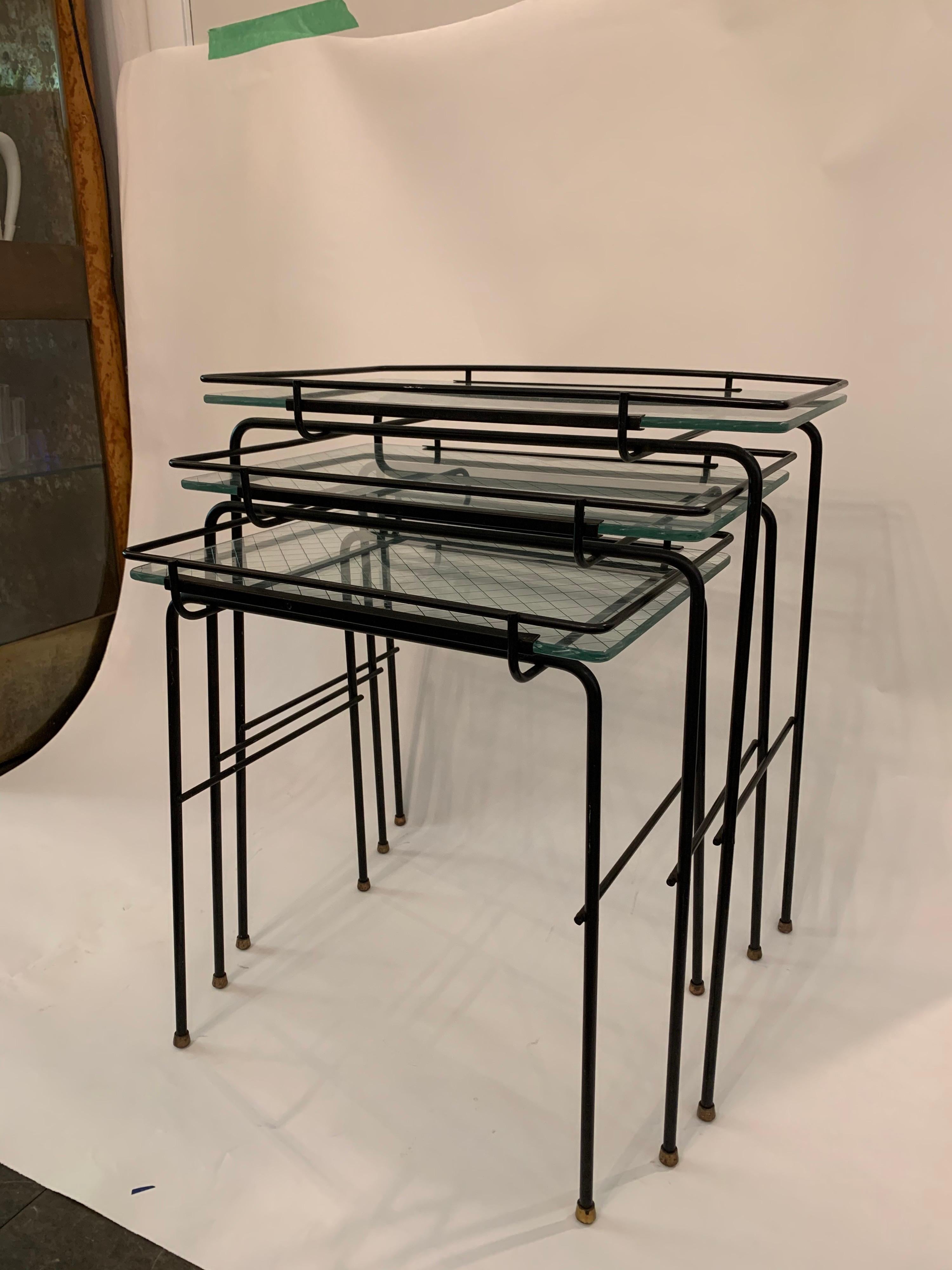 Mid-20th Century Vintage French Nesting Tables in the Manner of Mathieu Matégot