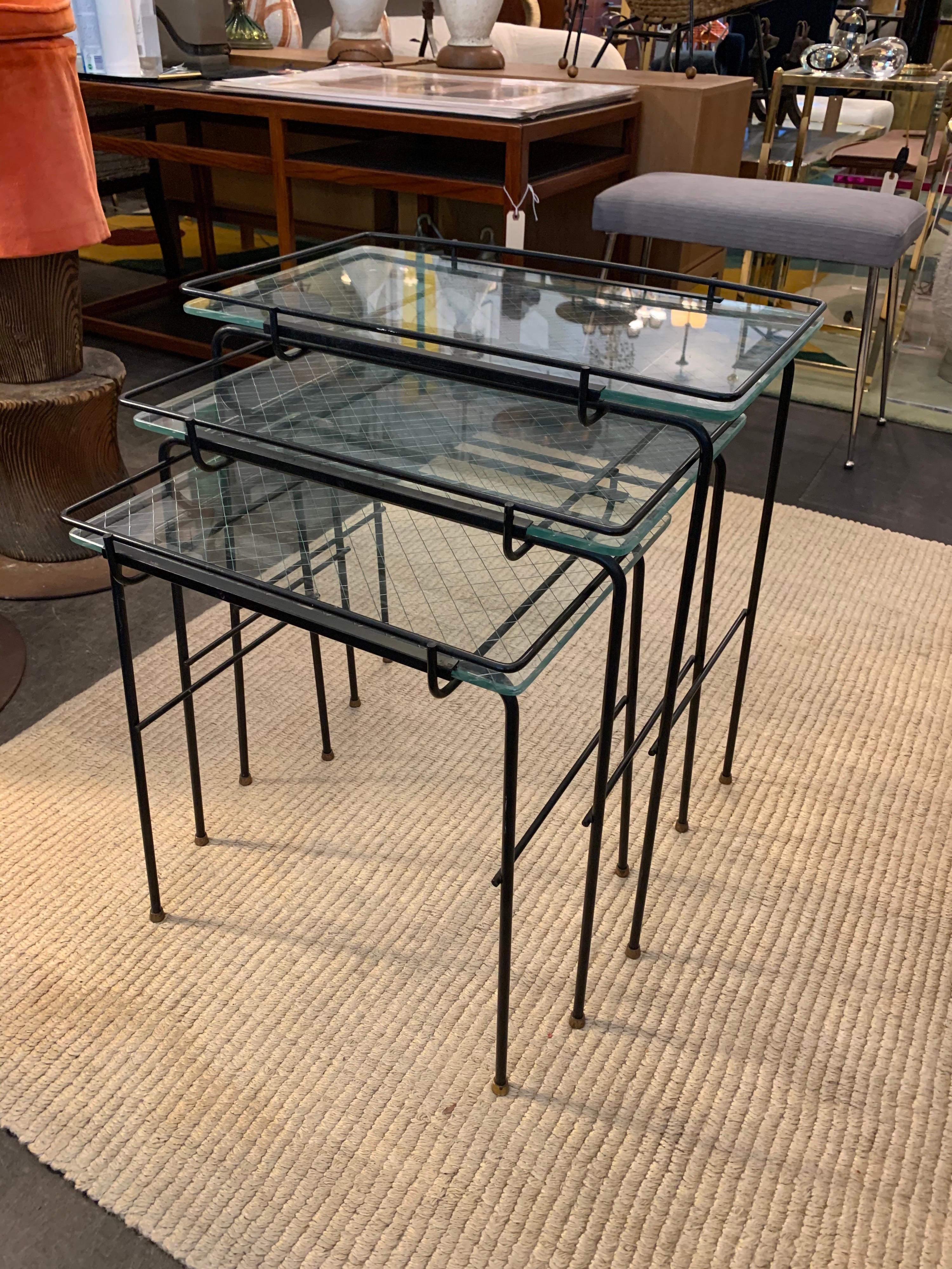 Vintage French Nesting Tables in the Manner of Mathieu Matégot 1