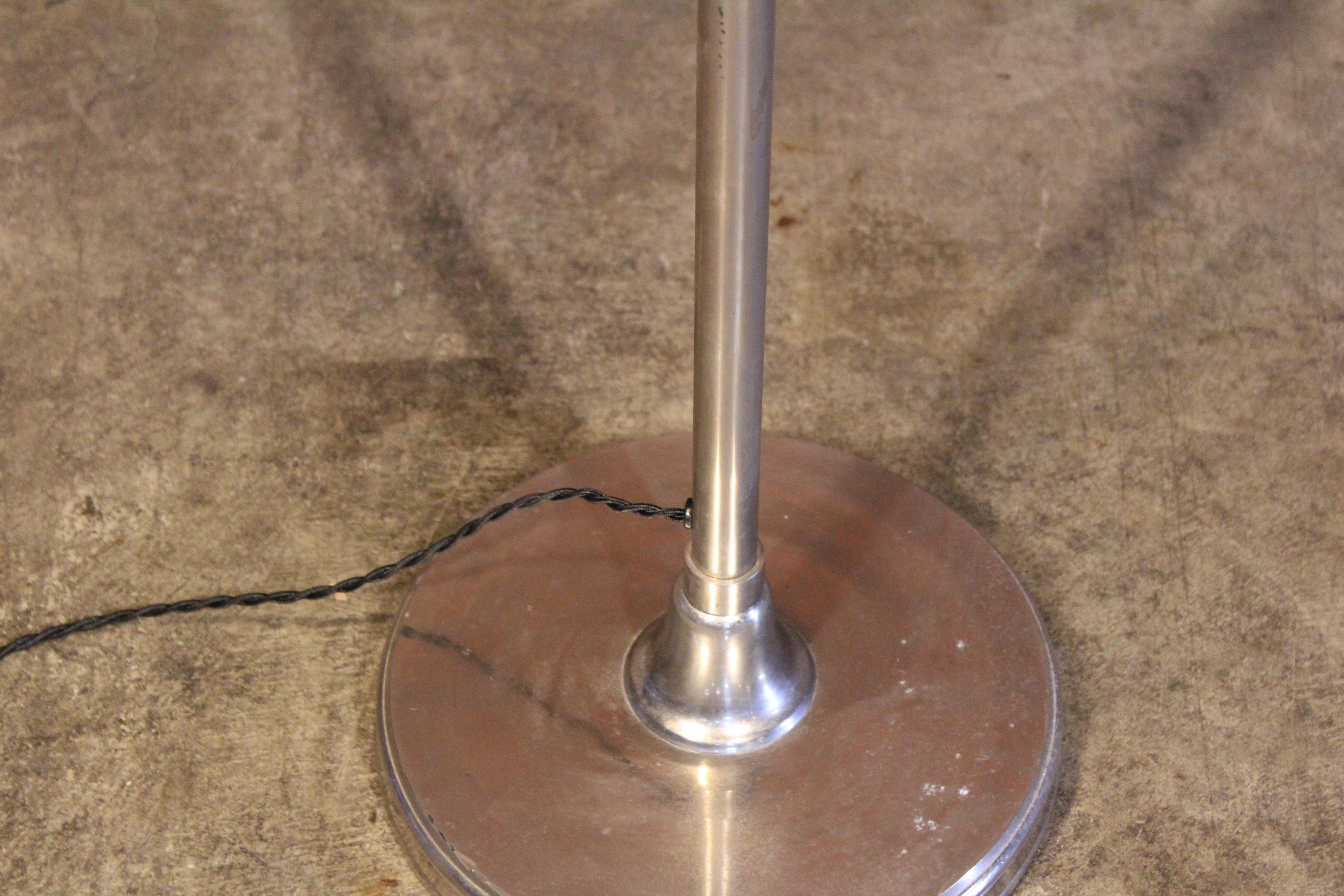 Vintage French Nickel Plated Adjustable Reading Floor Lamp, 1940s 4