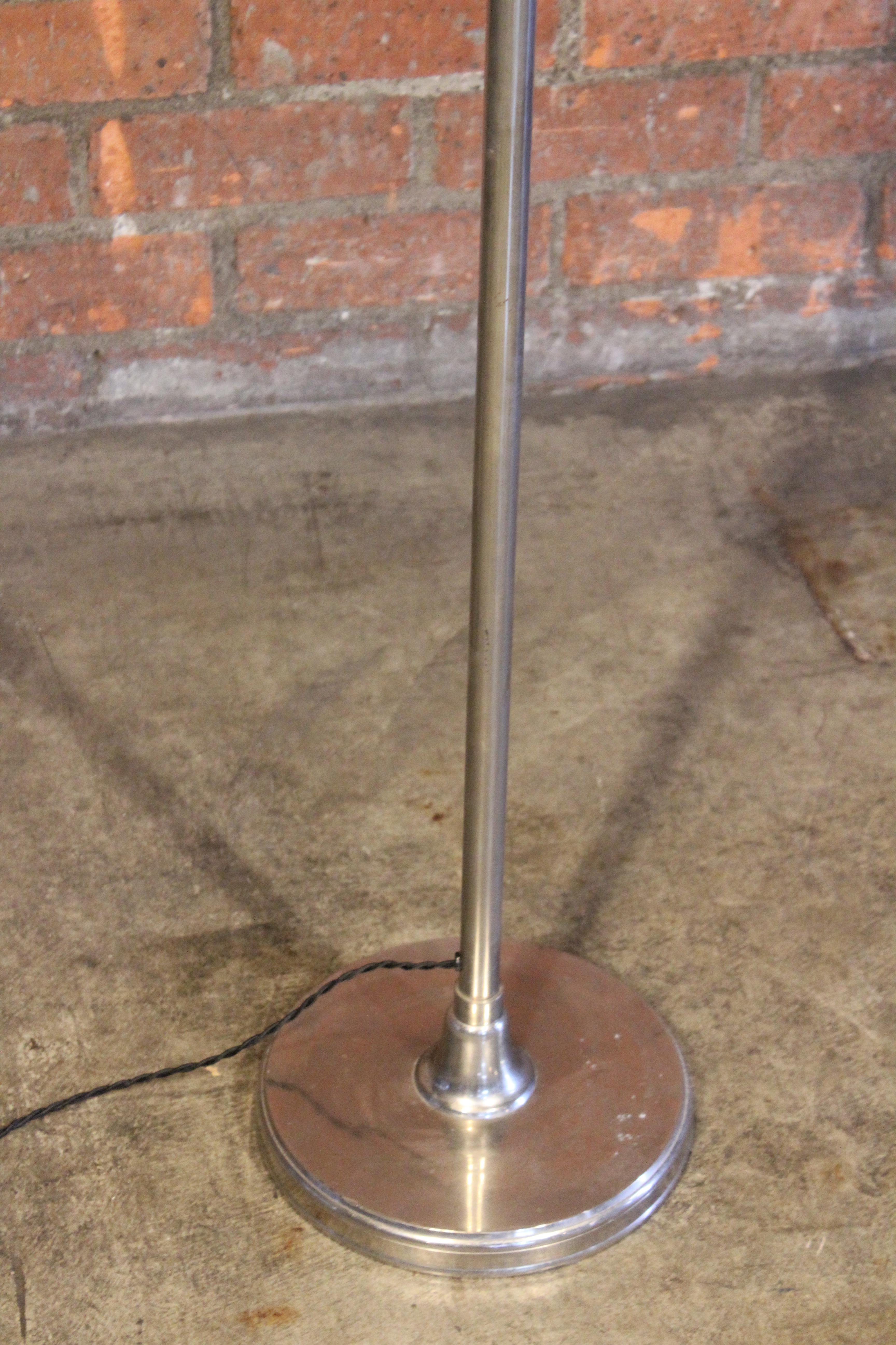Vintage French Nickel Plated Adjustable Reading Floor Lamp, 1940s 11