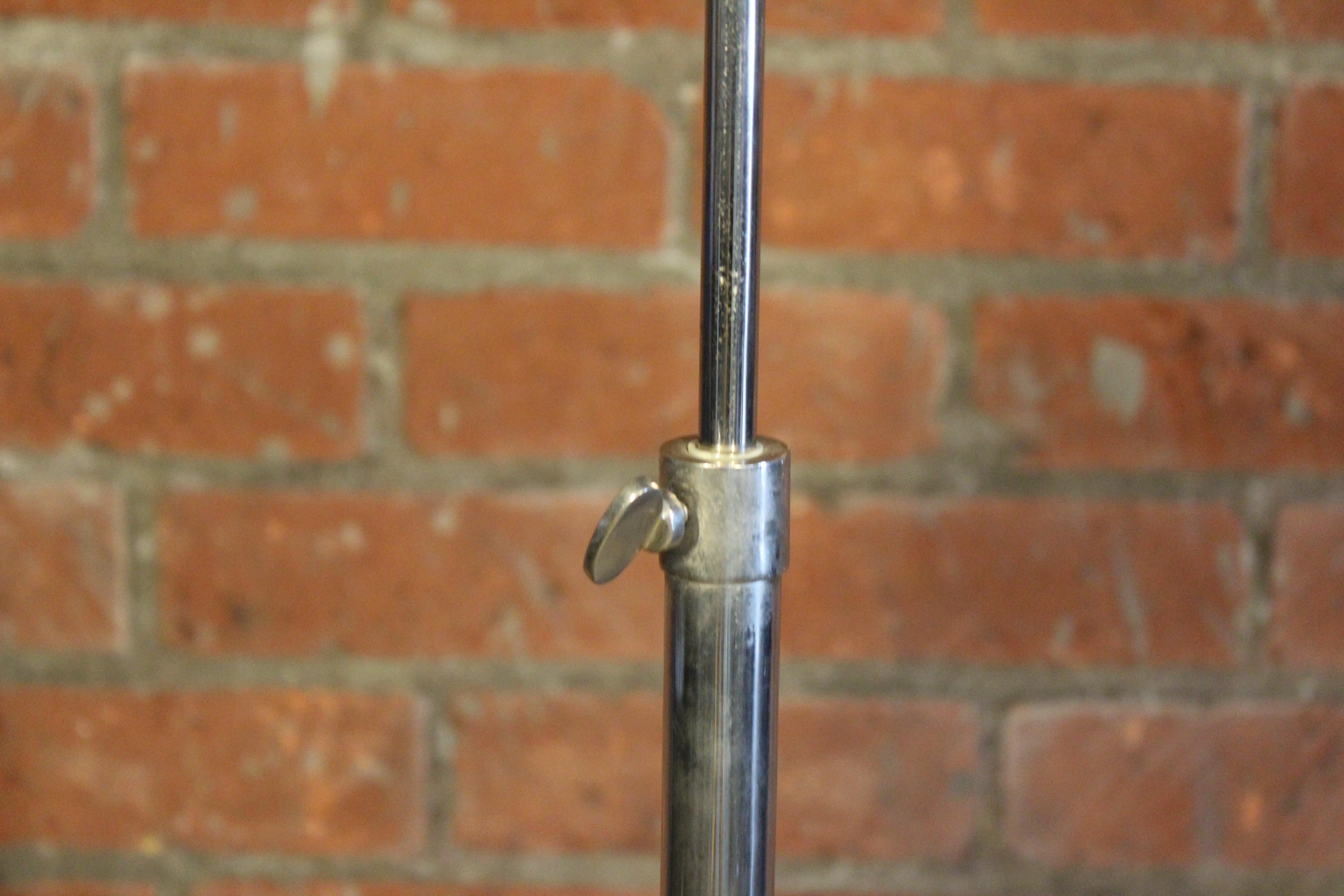 Vintage French Nickel Plated Adjustable Reading Floor Lamp, 1940s 2