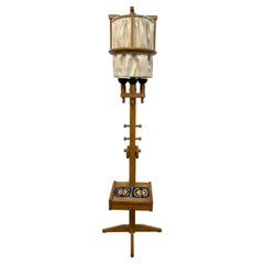 Stehlampe aus französischer Eiche und Keramik Guillerme et Chambron, Vintage