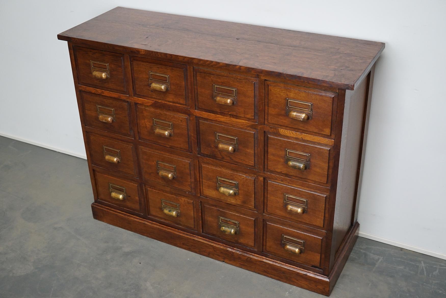 Industrial Vintage French Oak Apothecary Cabinet, 1930s