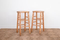 Vintage French Oak Bar Stools