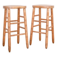 Vintage French Oak Bar Stools