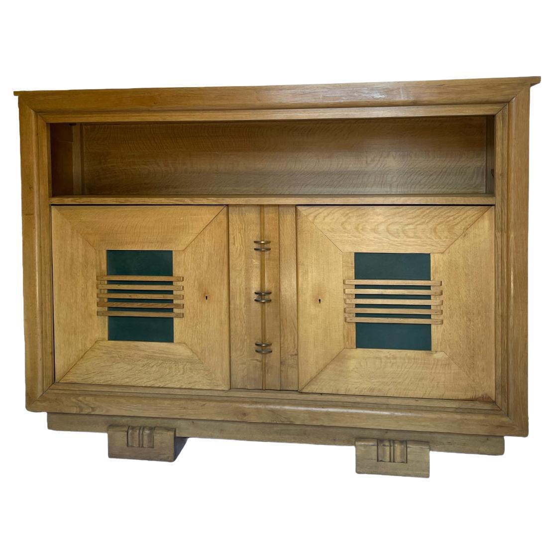 Vintage French Oak Cabinet in the style of Charles Dudouyt For Sale