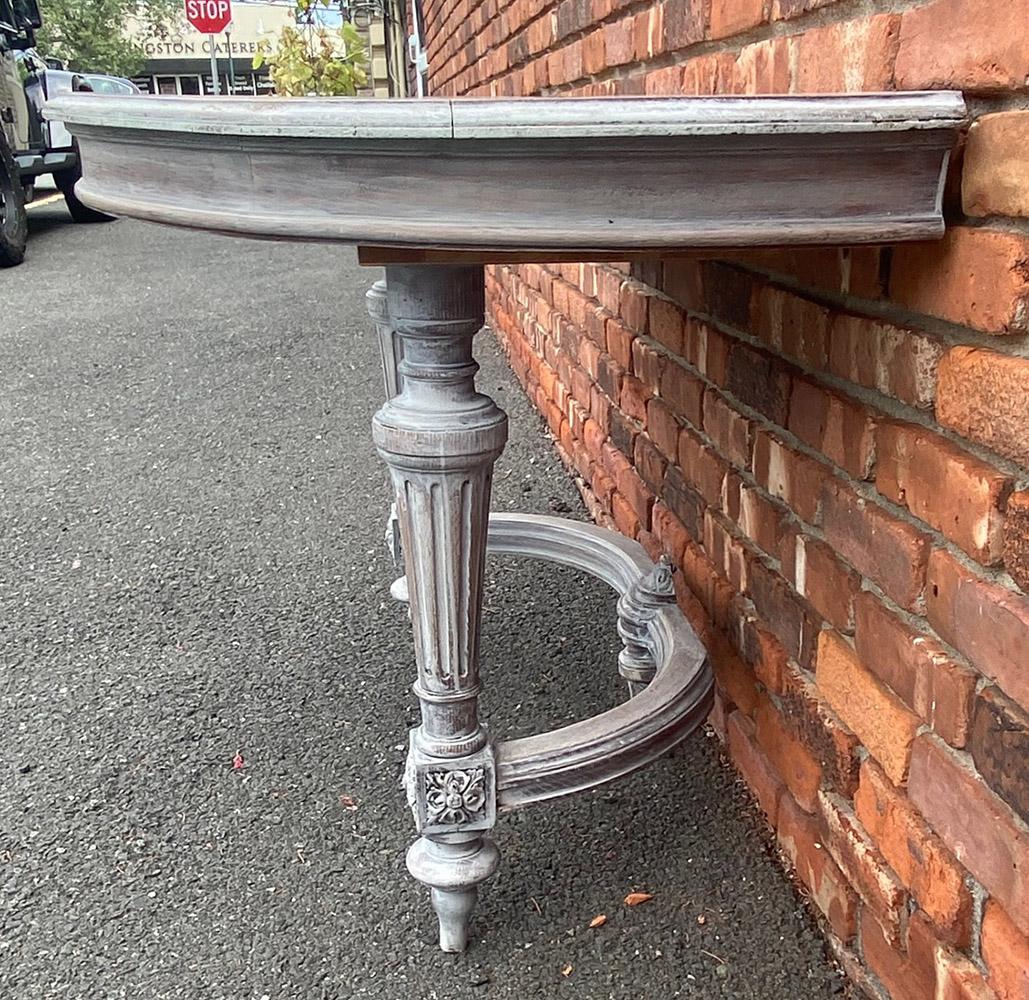 Vintage French Oak Demi Table in Grey Wash For Sale 1