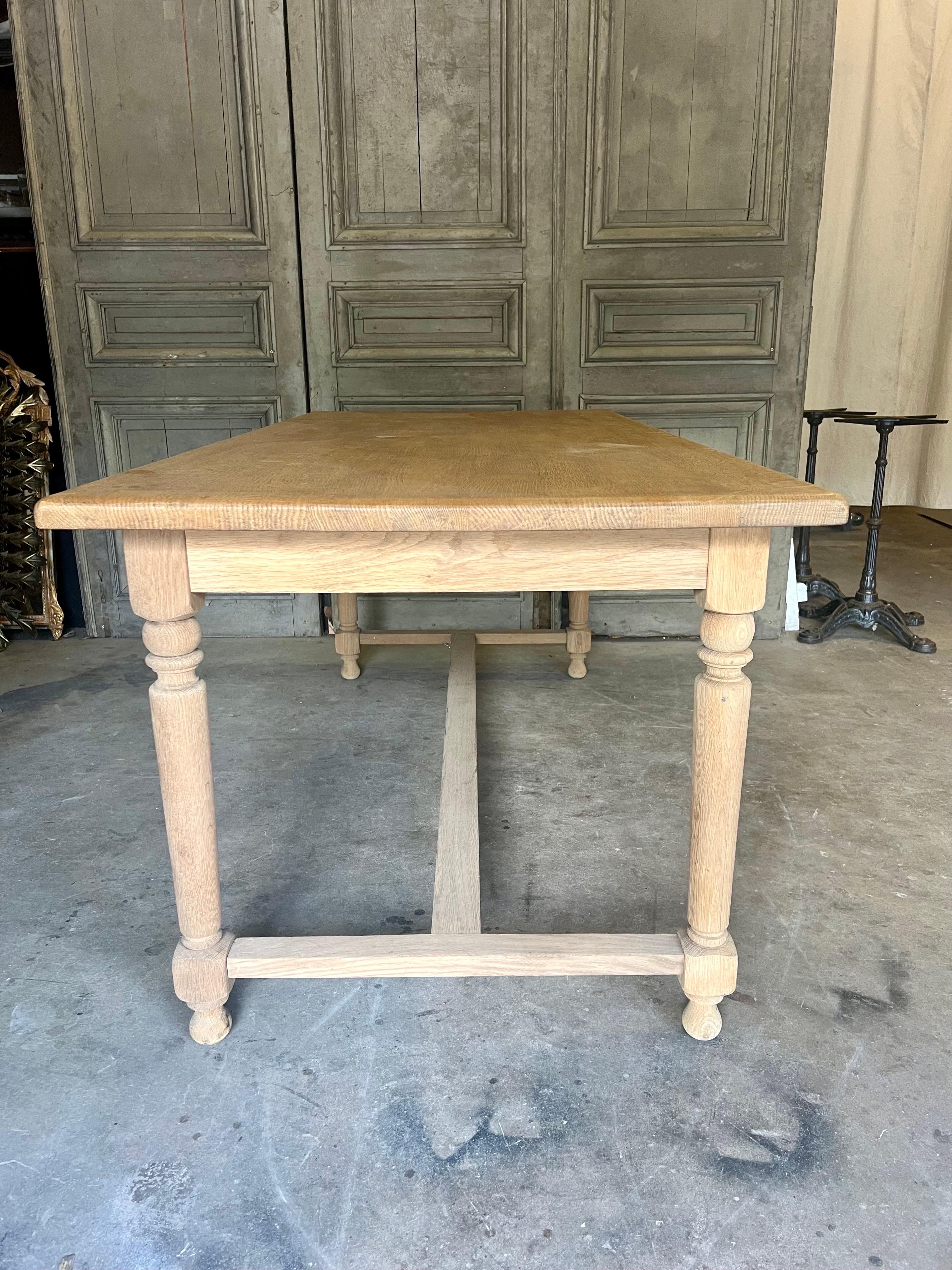 French Provincial Vintage French Oak Dining Table  For Sale