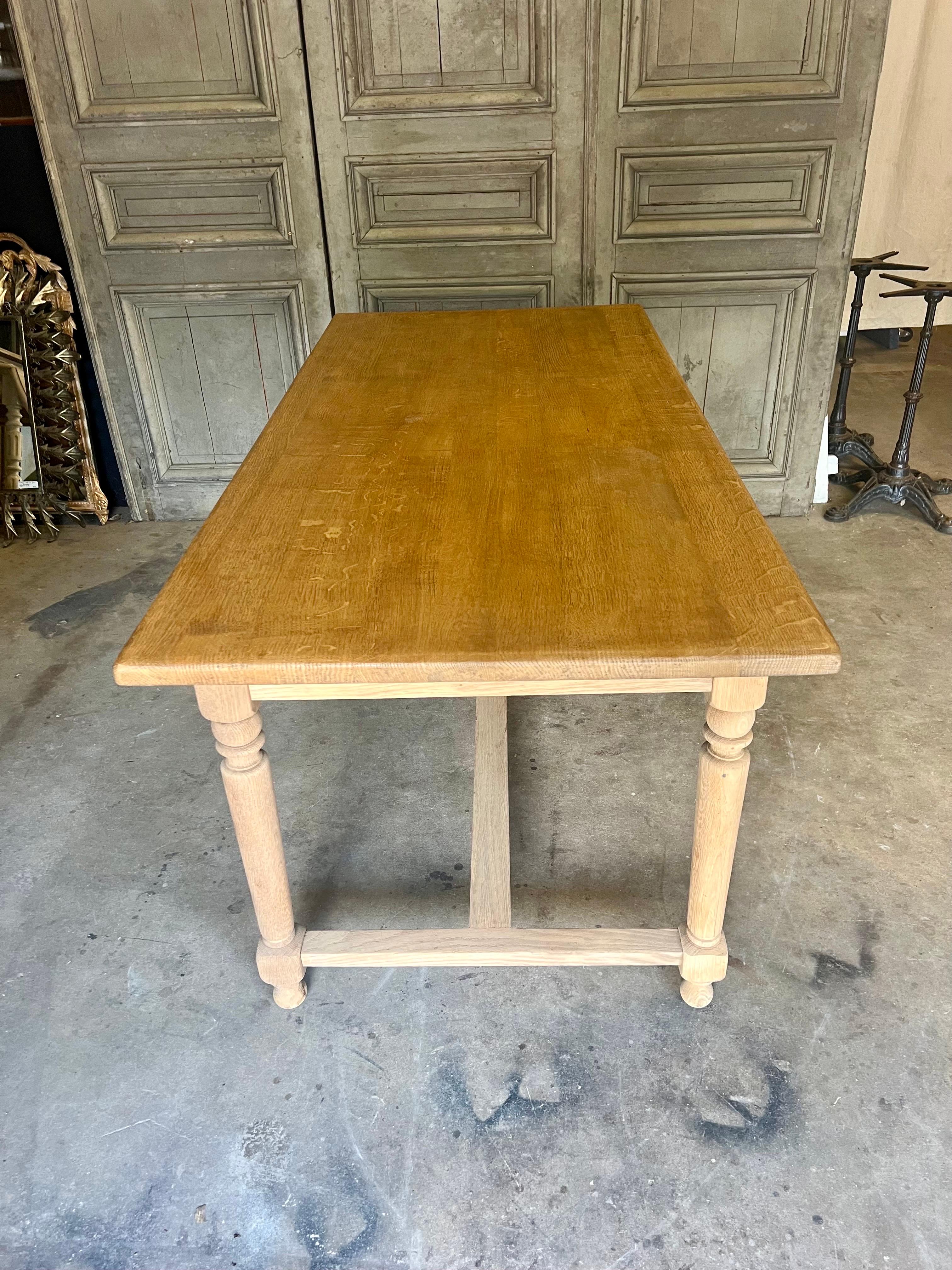 Vintage French Oak Dining Table  In Good Condition For Sale In Houston, TX