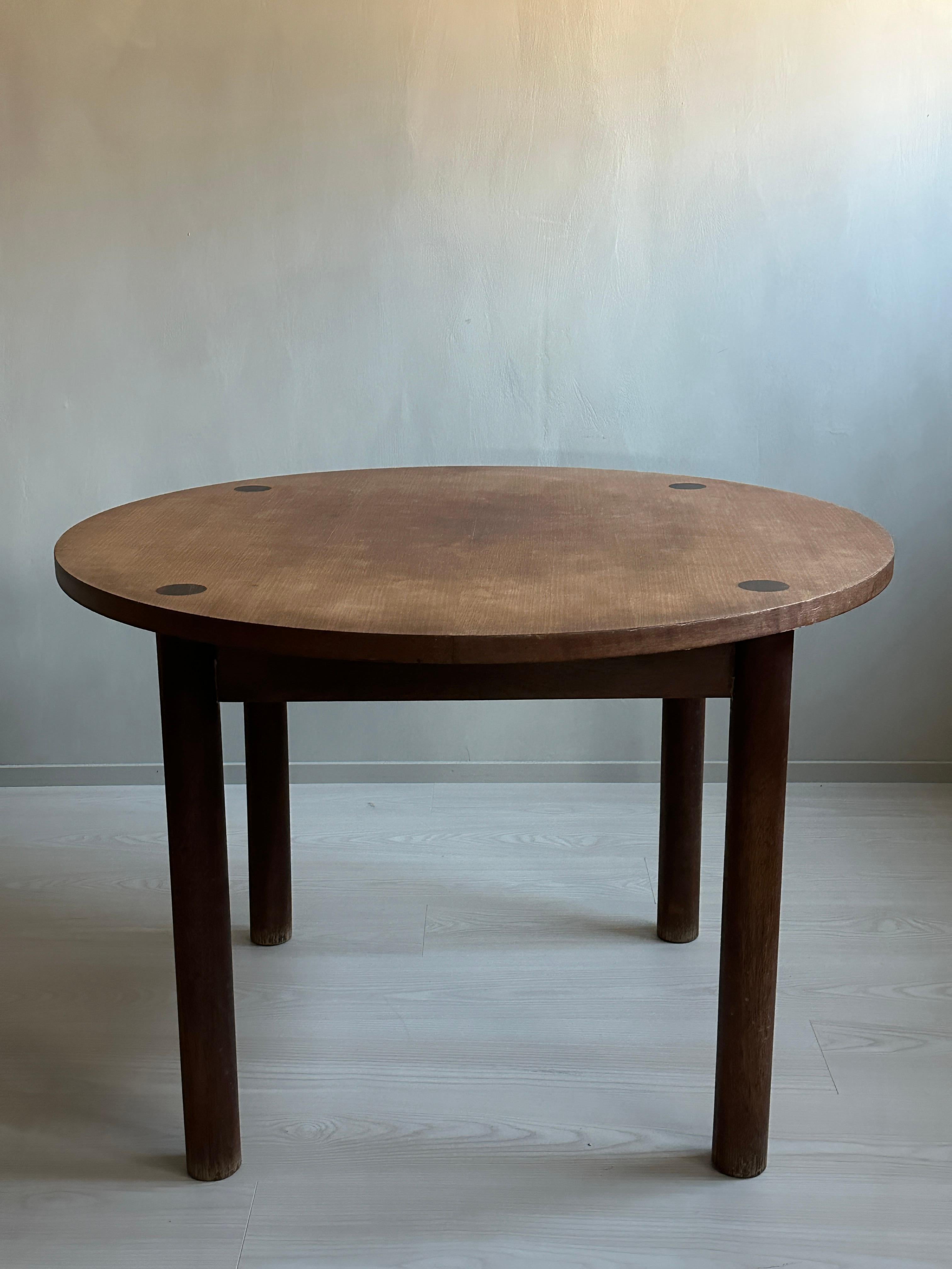Mid-Century Modern Vintage French Oak Dining Table in Style of Charlotte Perriand, France, 1950s