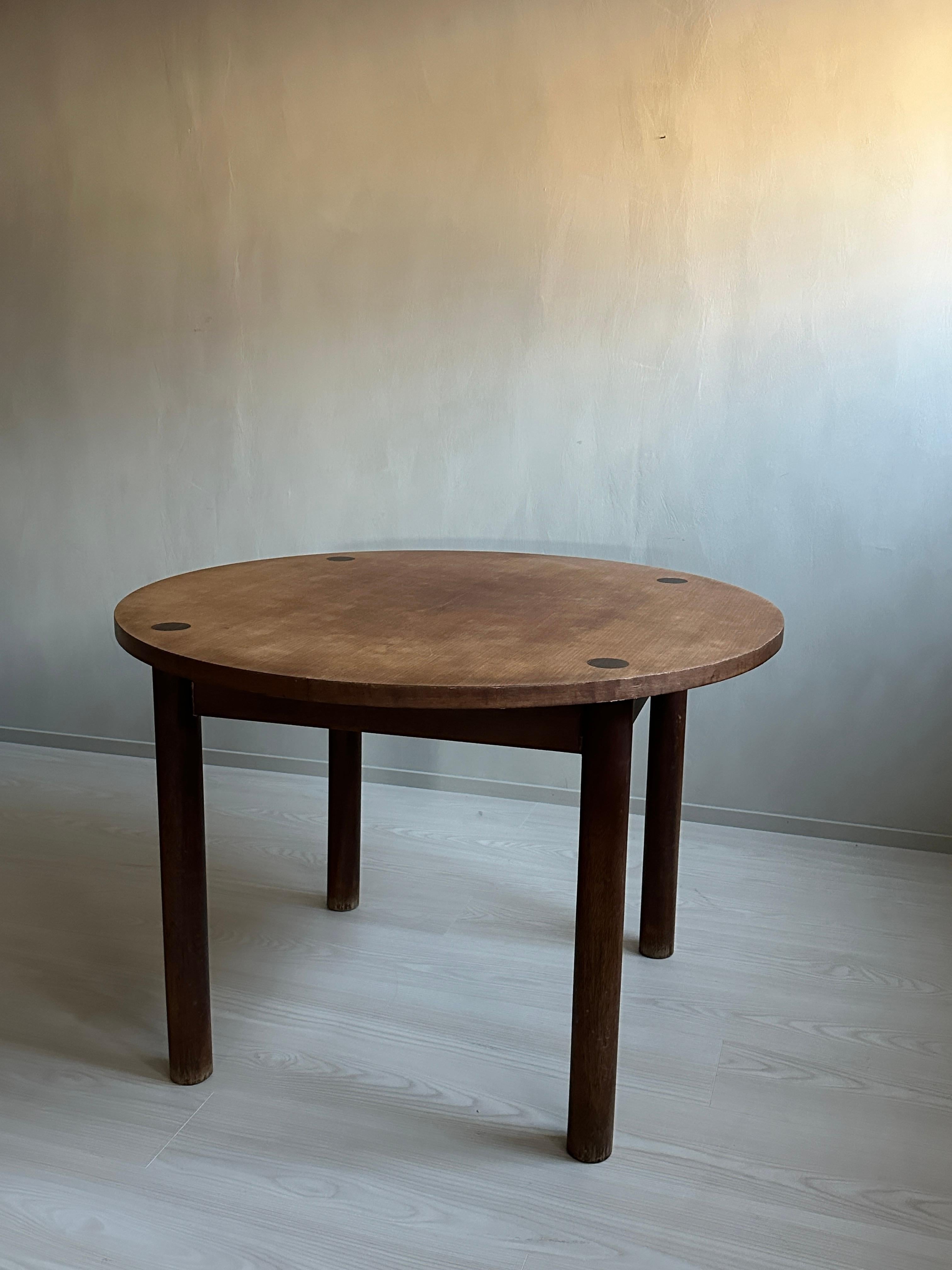 20th Century Vintage French Oak Dining Table in Style of Charlotte Perriand, France, 1950s