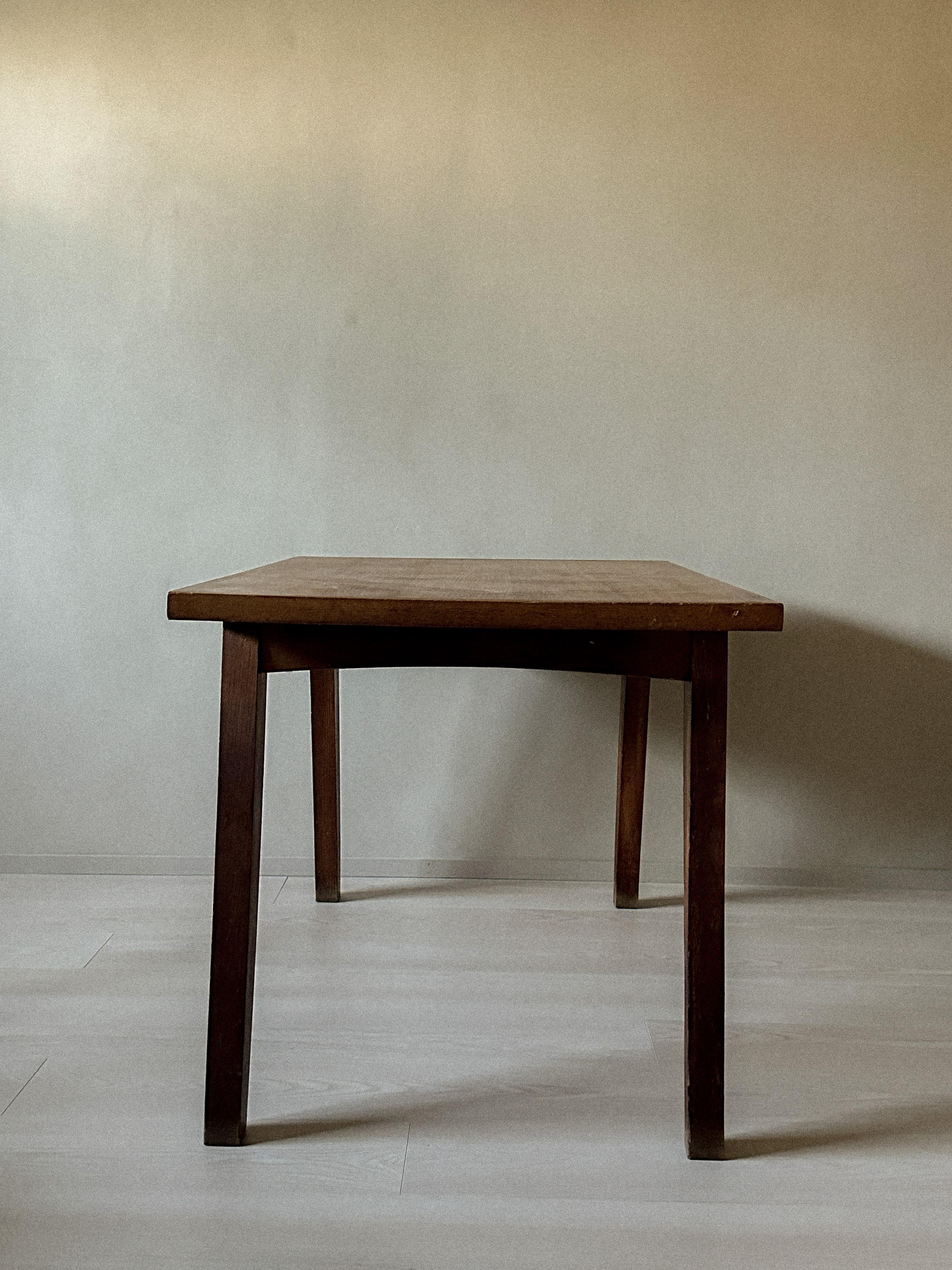 Vintage French Oak Dining Table in Style of Pierre Jeanneret, France, 1950s In Good Condition For Sale In Hønefoss, 30